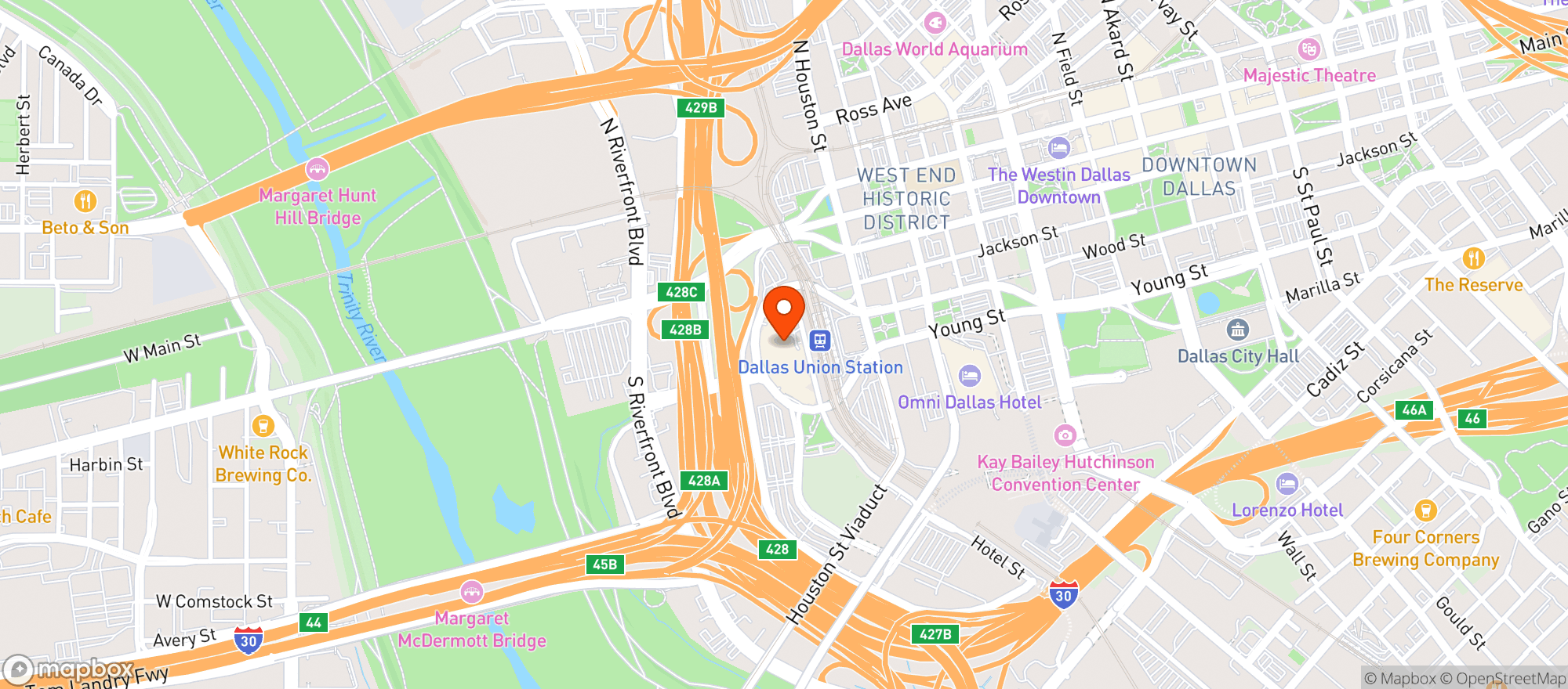 Map showing Hyatt Regency #dfwrd