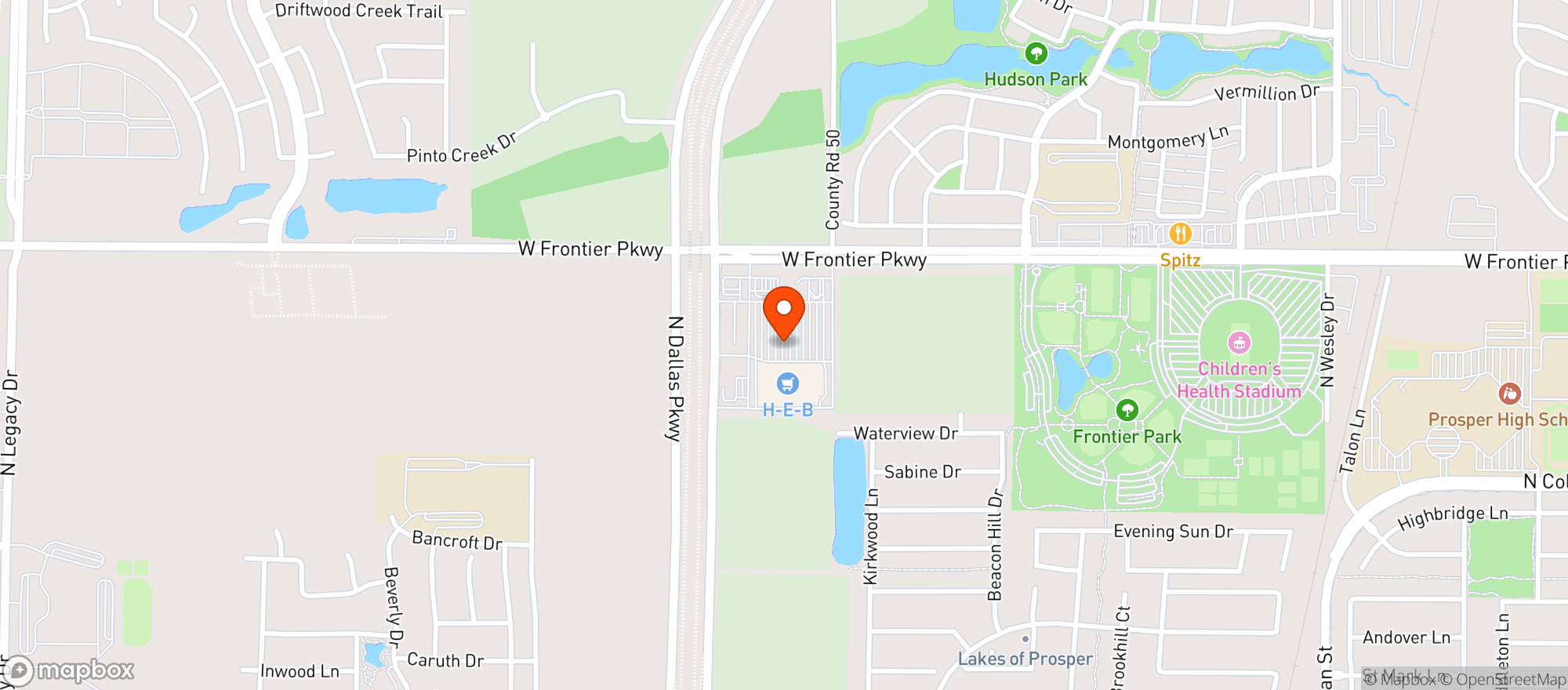 Map showing H E B (Prosper)