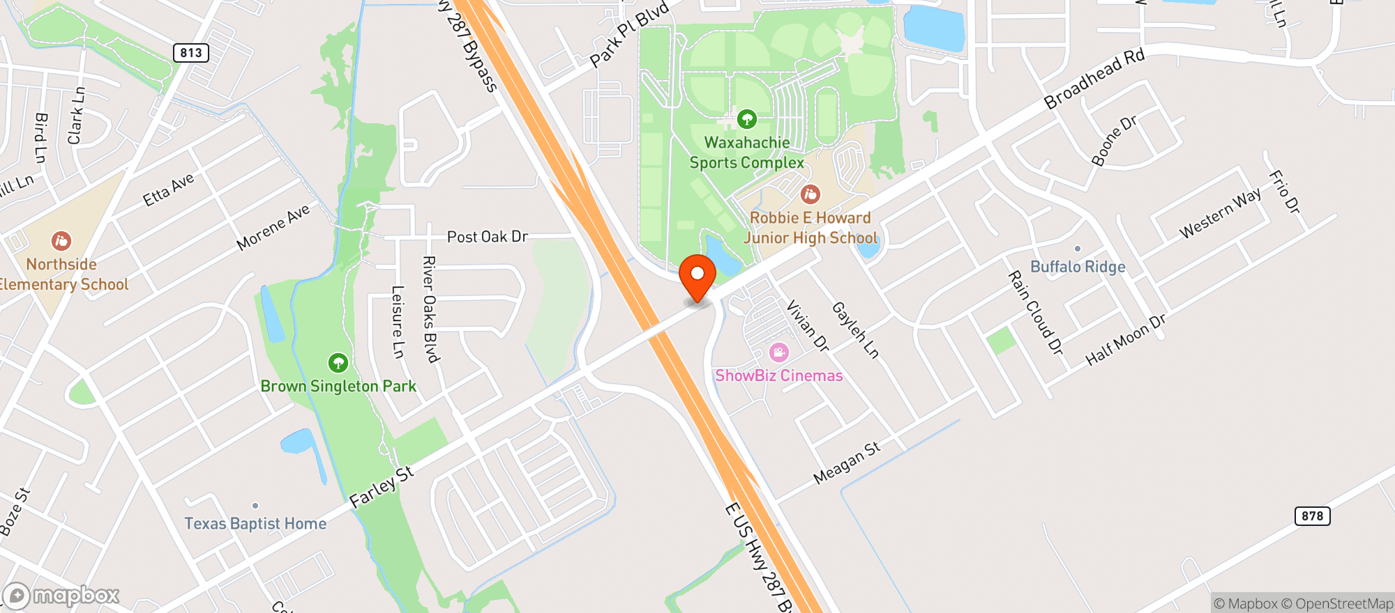 Map showing En Route Market