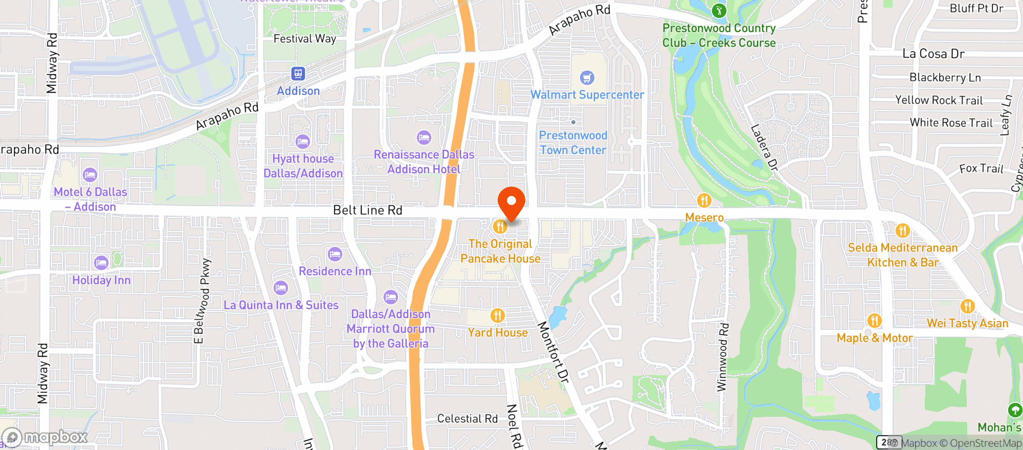 Map showing Twin Peaks Restaurant #6