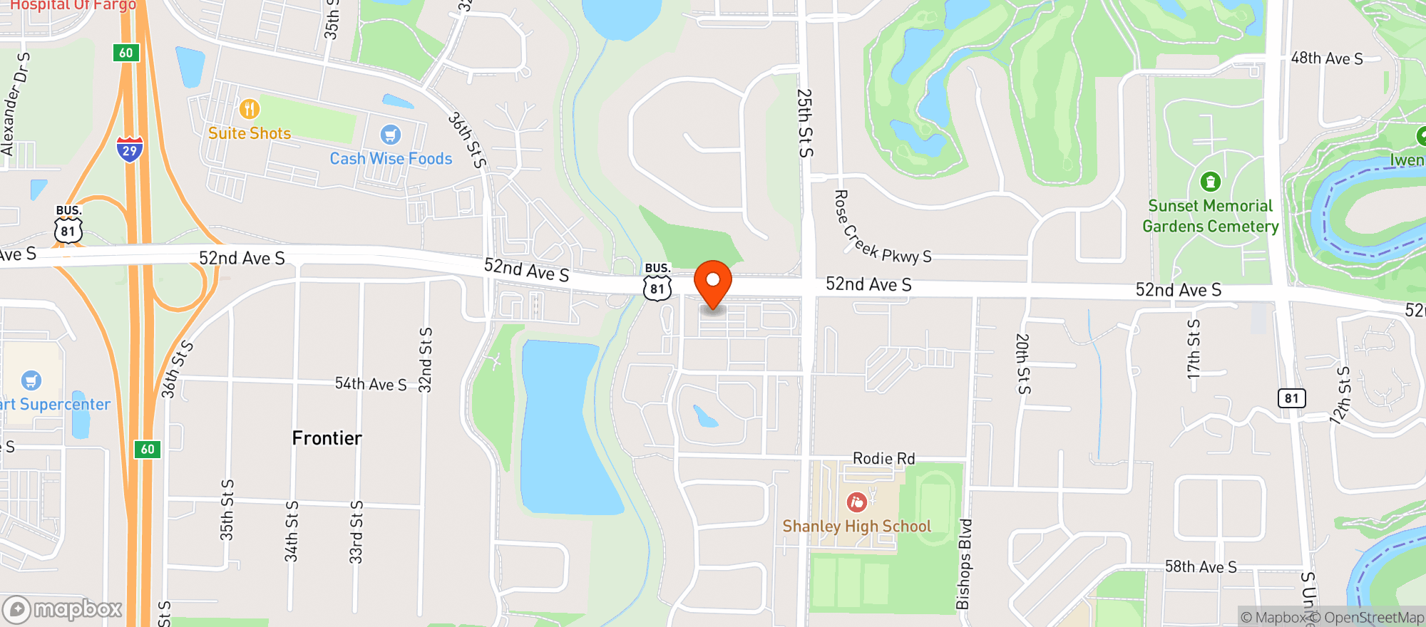 Map showing Franks Lounge