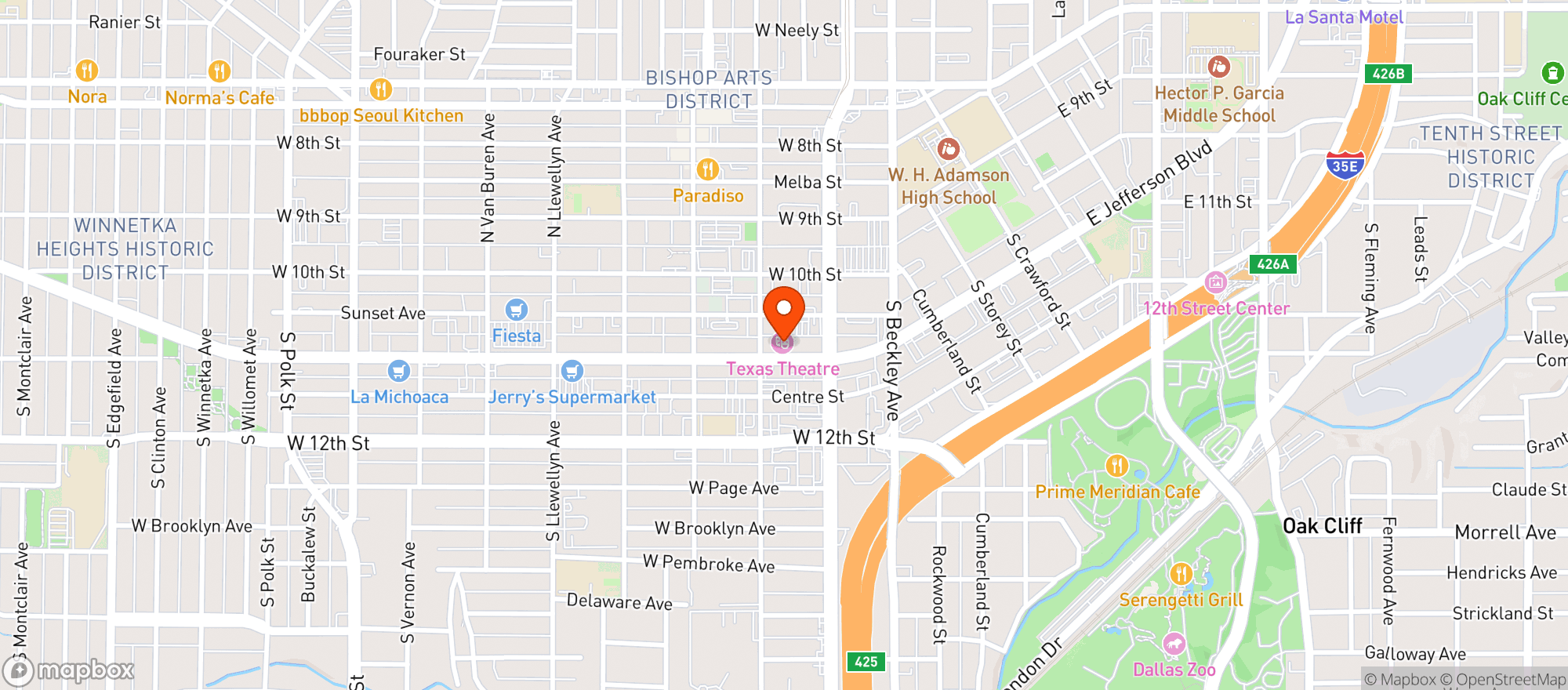 Map showing Texas Theatre
