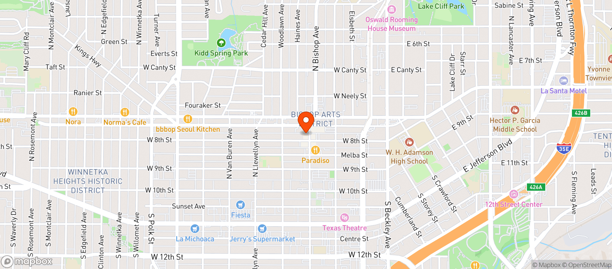 Map showing Enos Pizza Tavern & Club