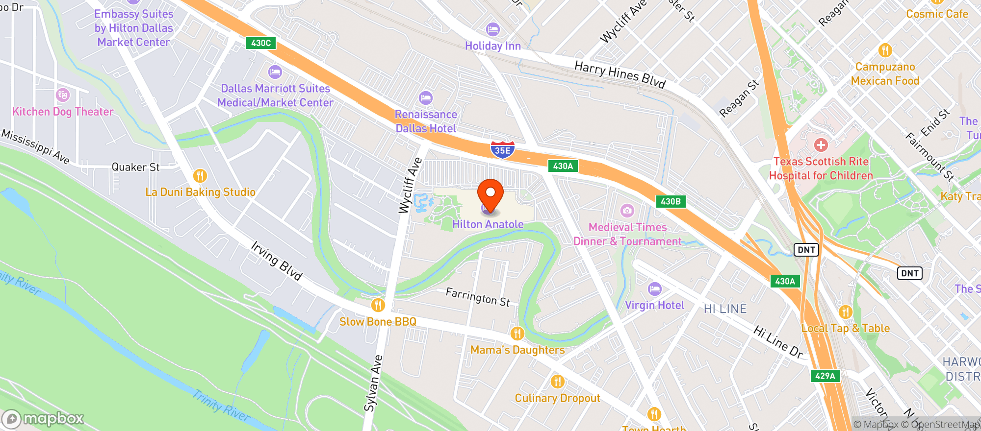 Map showing Hilton Anatole #dfwan