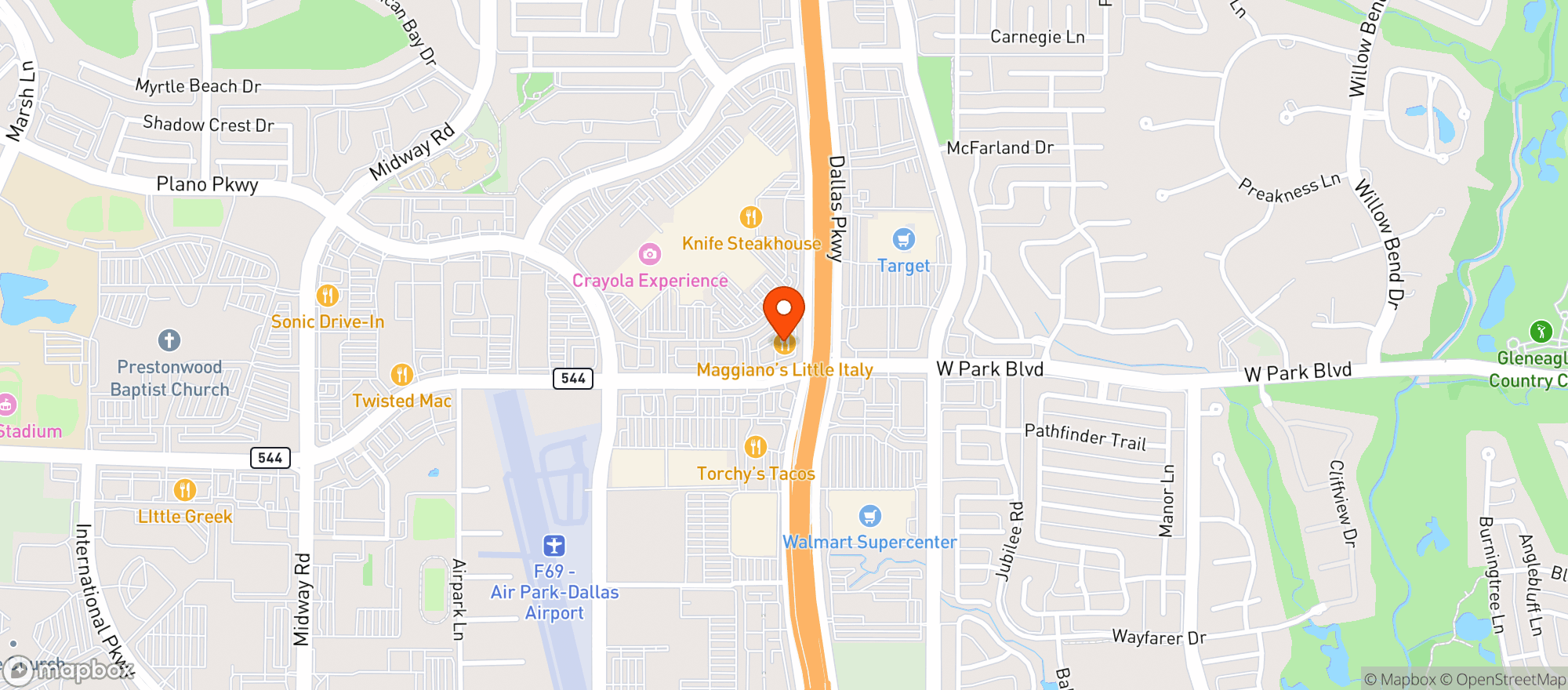 Map showing Maggianos Little Italy