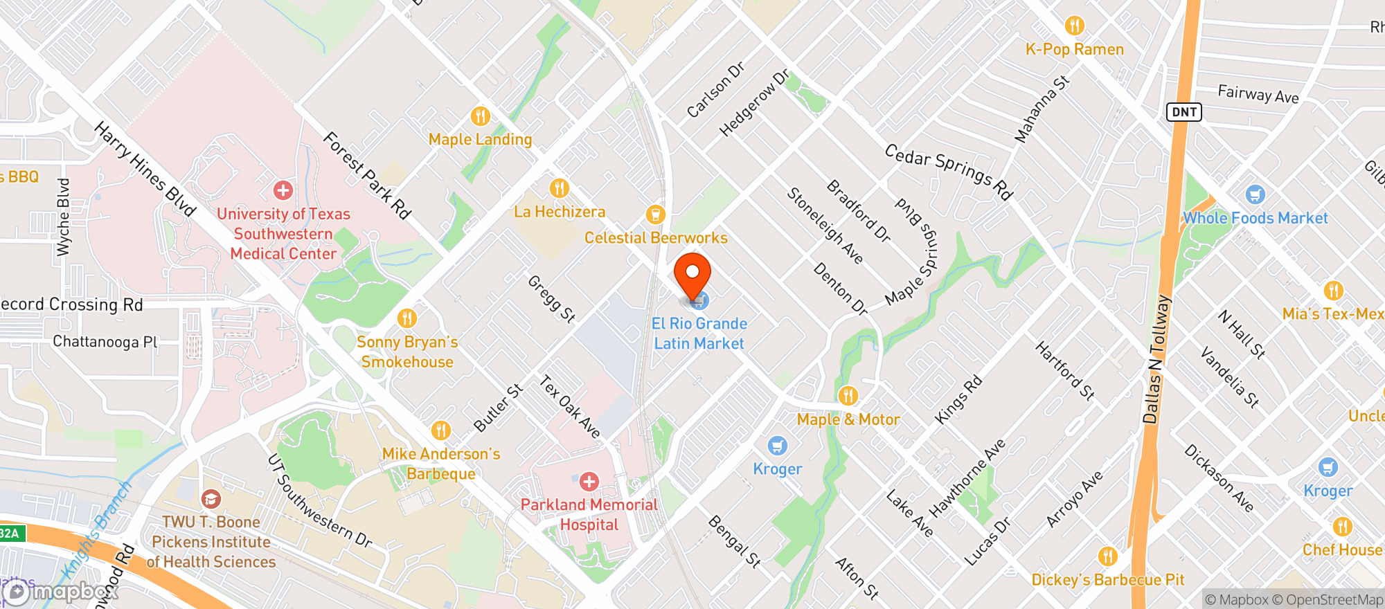 Map showing El Rio Grande Latin Market