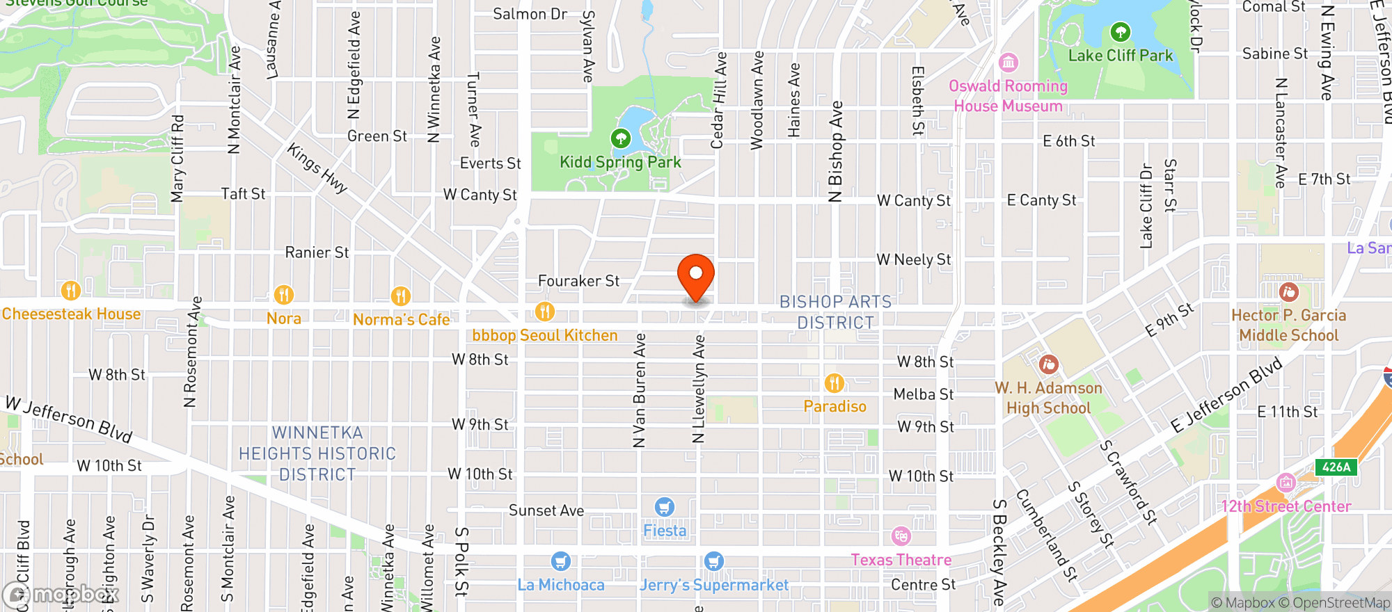 Map showing West Davis Food Mart
