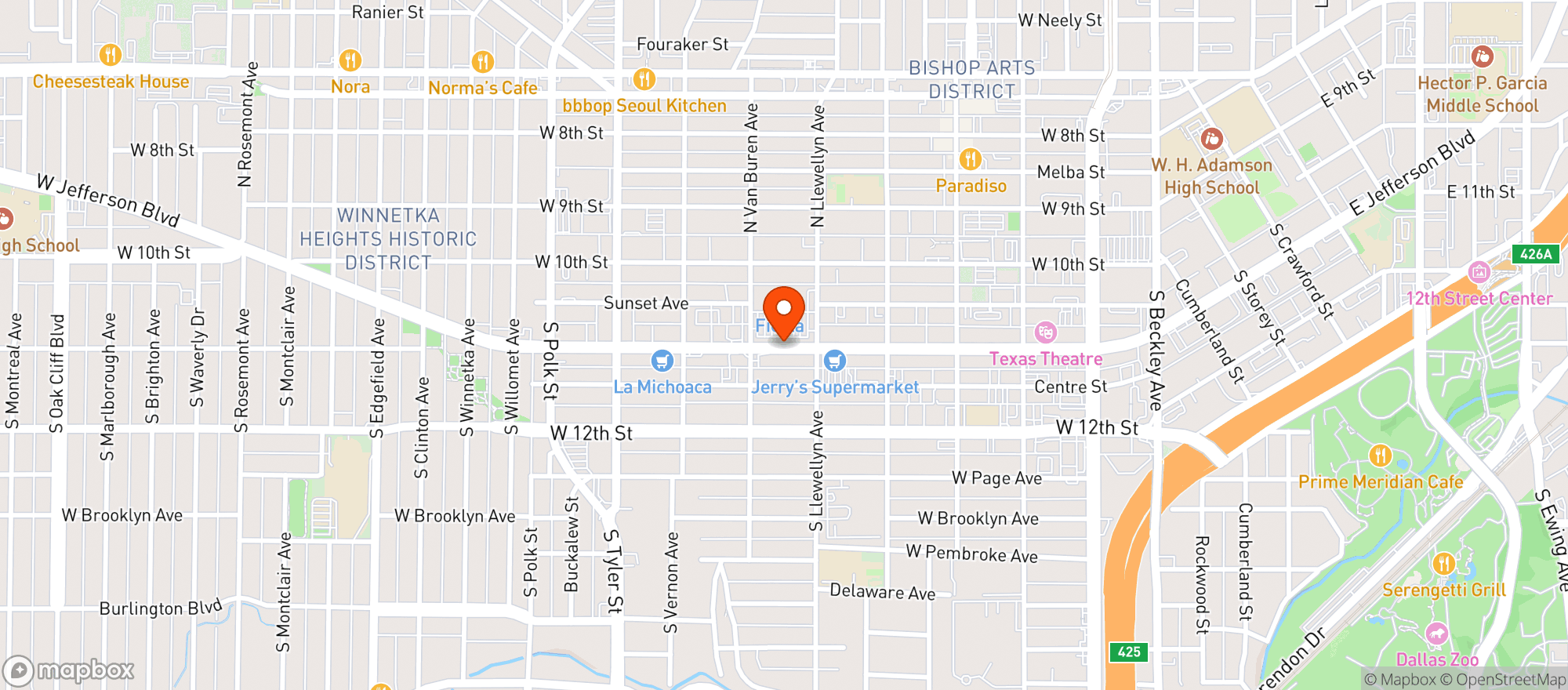 Map showing Fiesta Mart