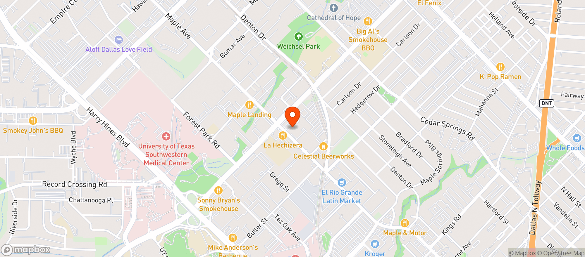 Map showing CBD Life Dallas
