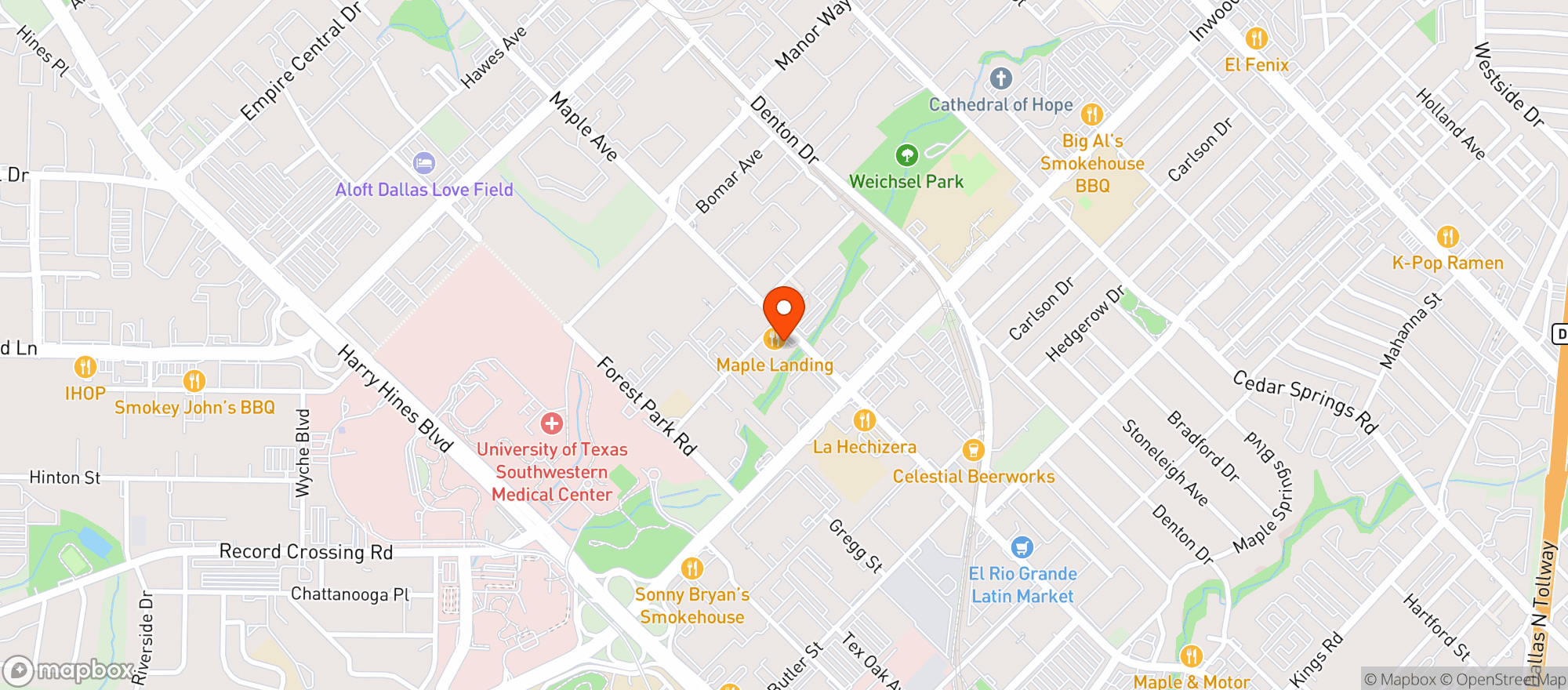 Map showing Maple Landing