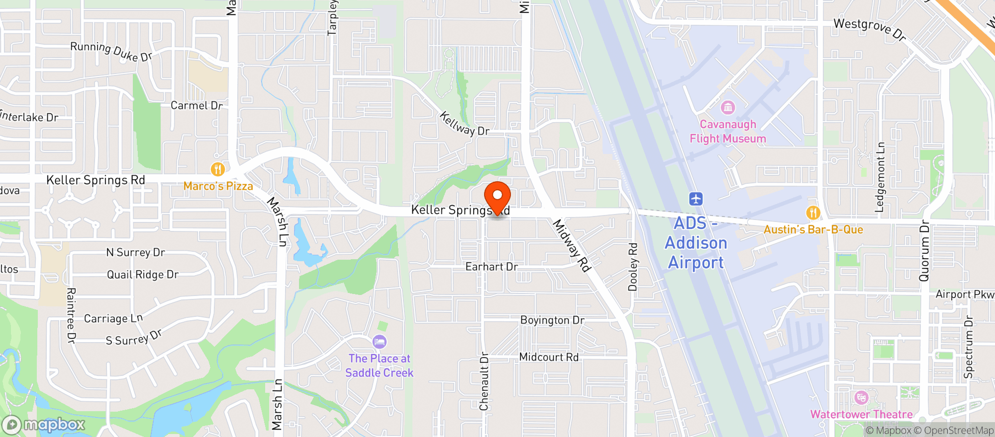 Map showing Door Dash