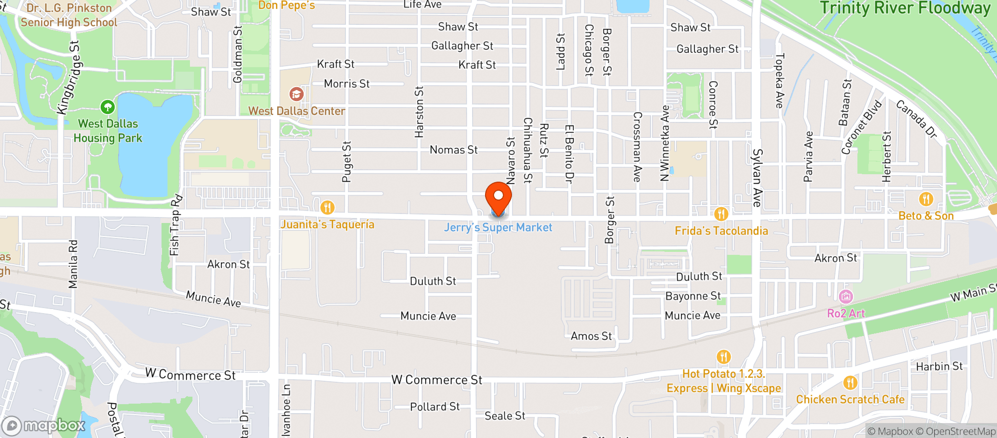 Map showing Jerrys Supermarket