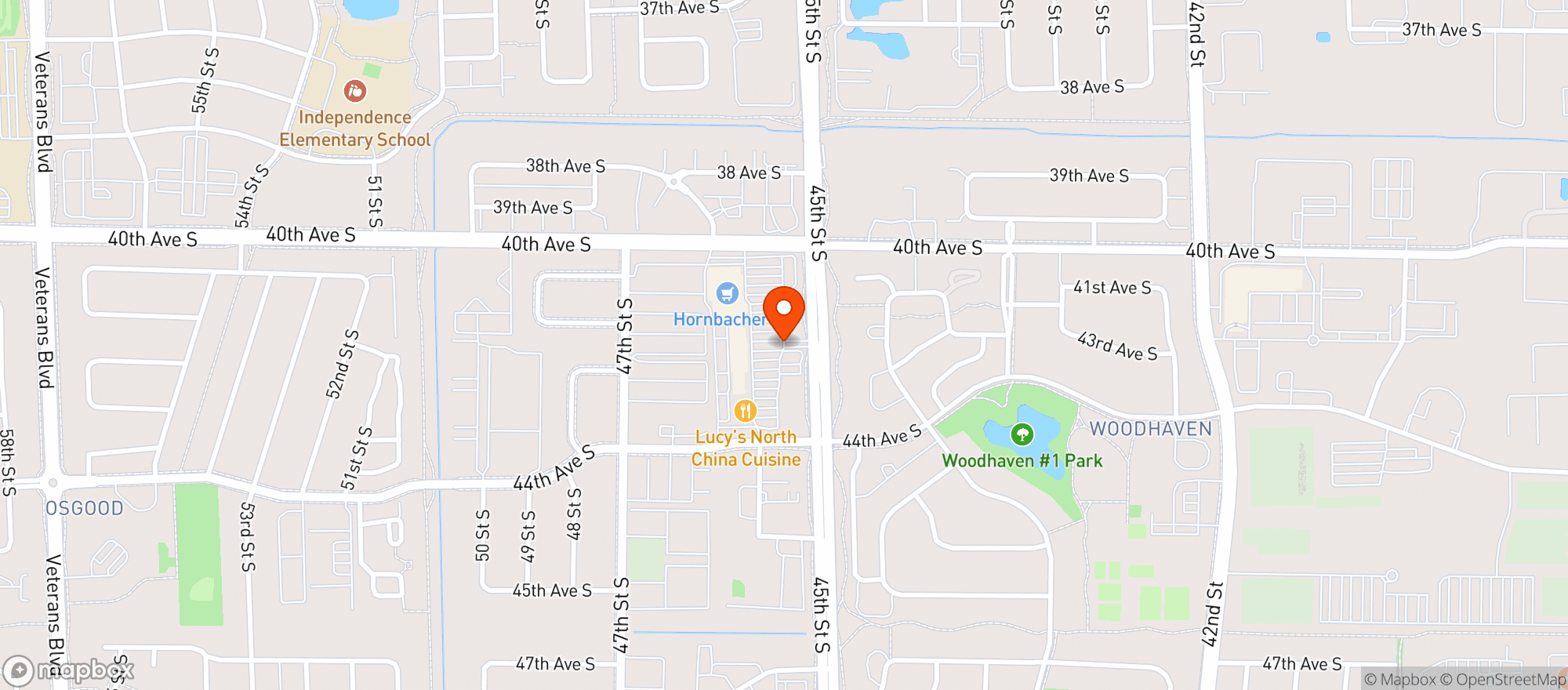 Map showing Hornbachers Wine & Spirits