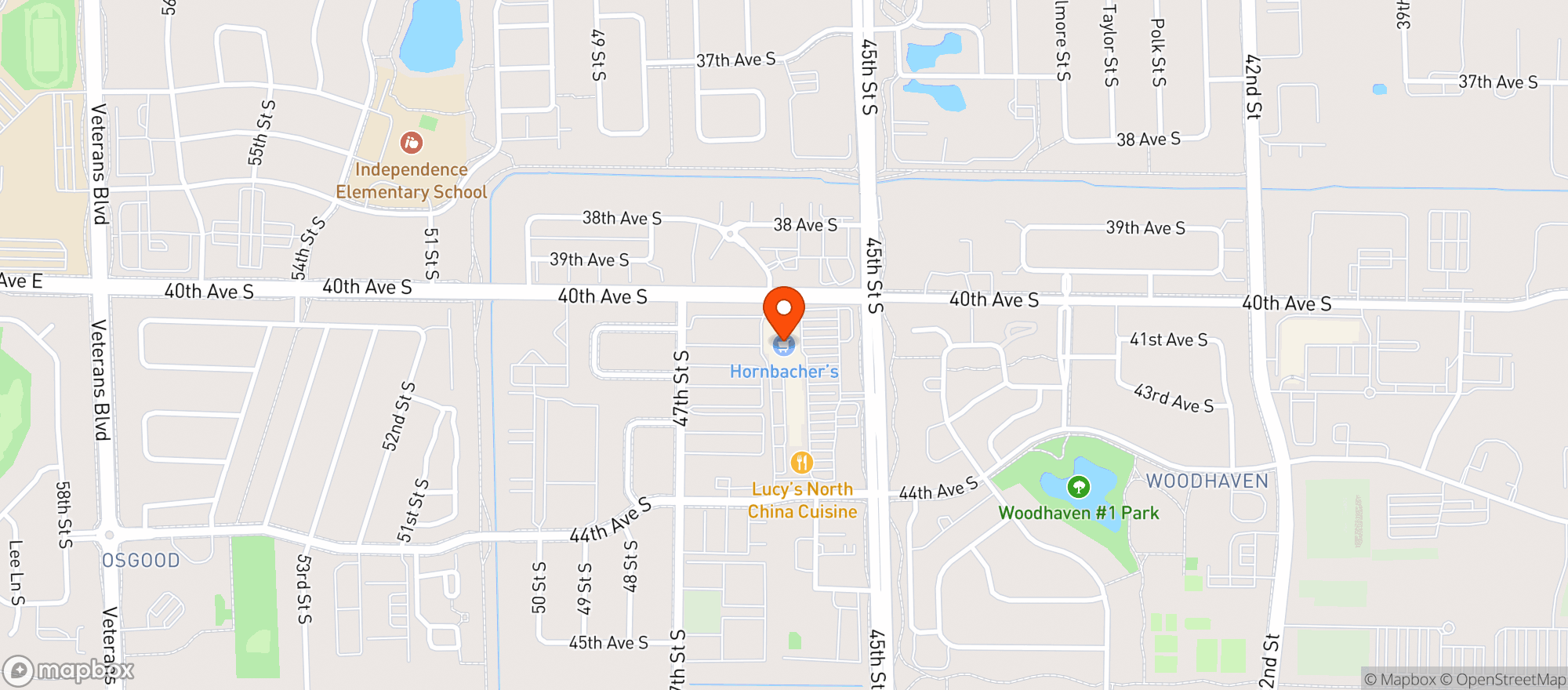Map showing HORNBACHER'S (FARGO - OSGOOD)
