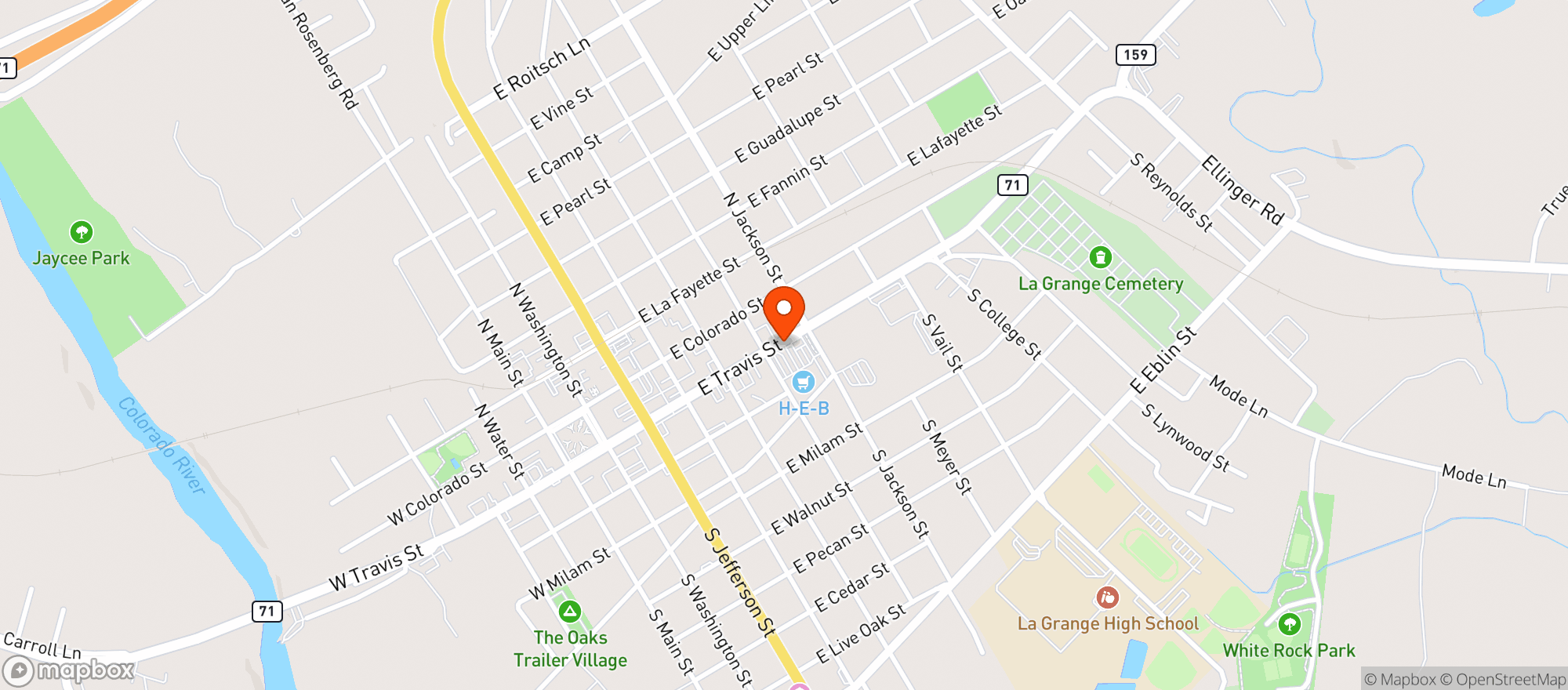 Map showing H E B Food Store