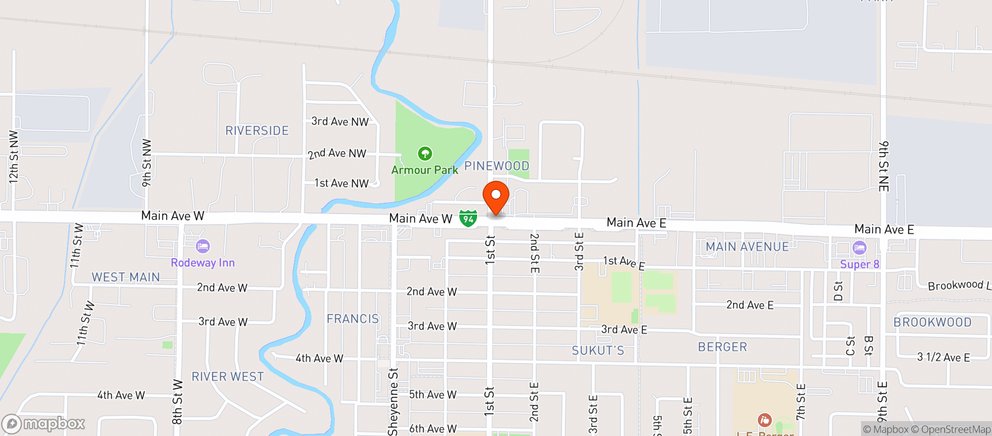 Map showing Ace Beer & Liquors