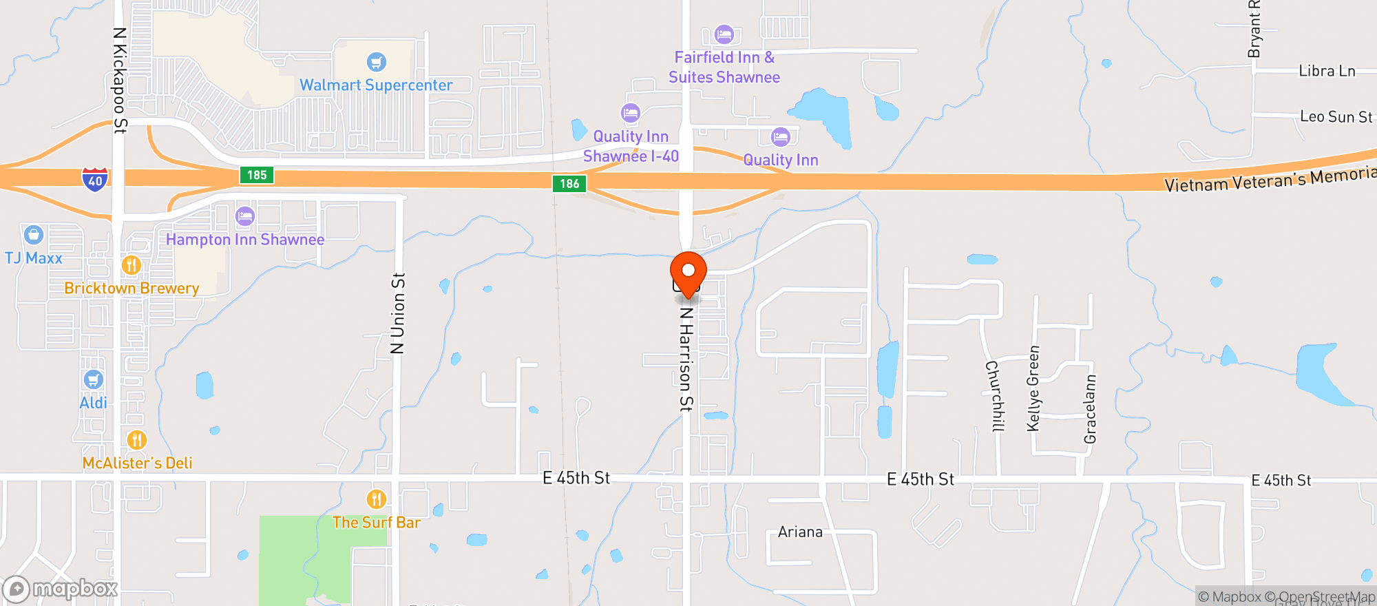 Map showing Buffalo Wild Wings Gril #4096