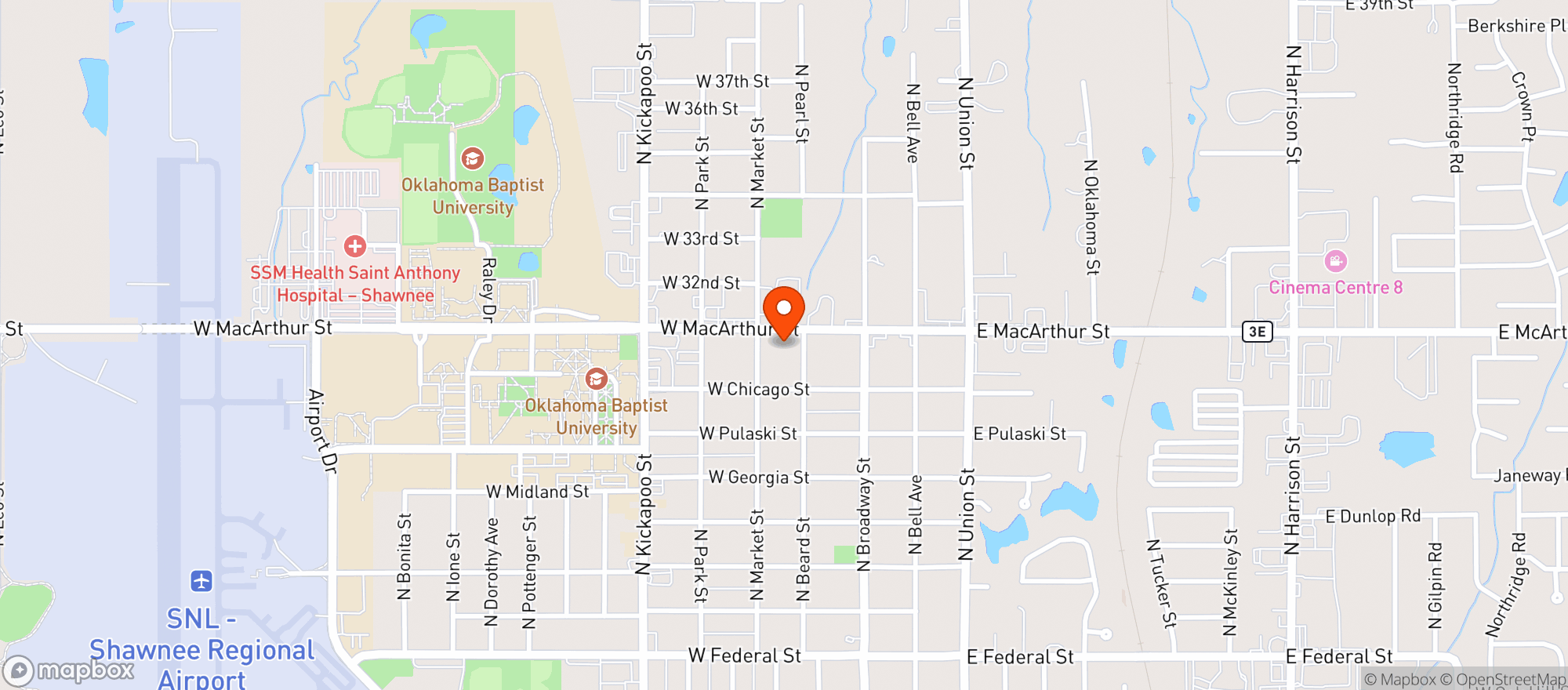 Map showing Bottoms Up - Shawnee