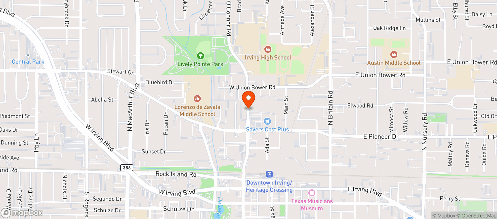 Map showing Kwik Pik Food Mart
