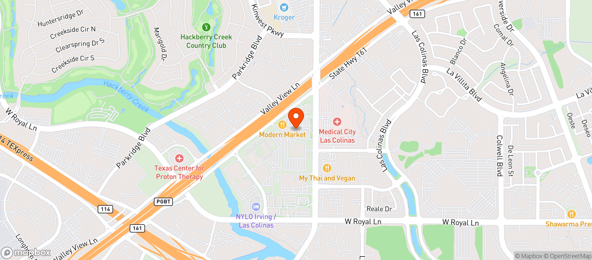 Map showing Whole Foods Market - Las Colinas