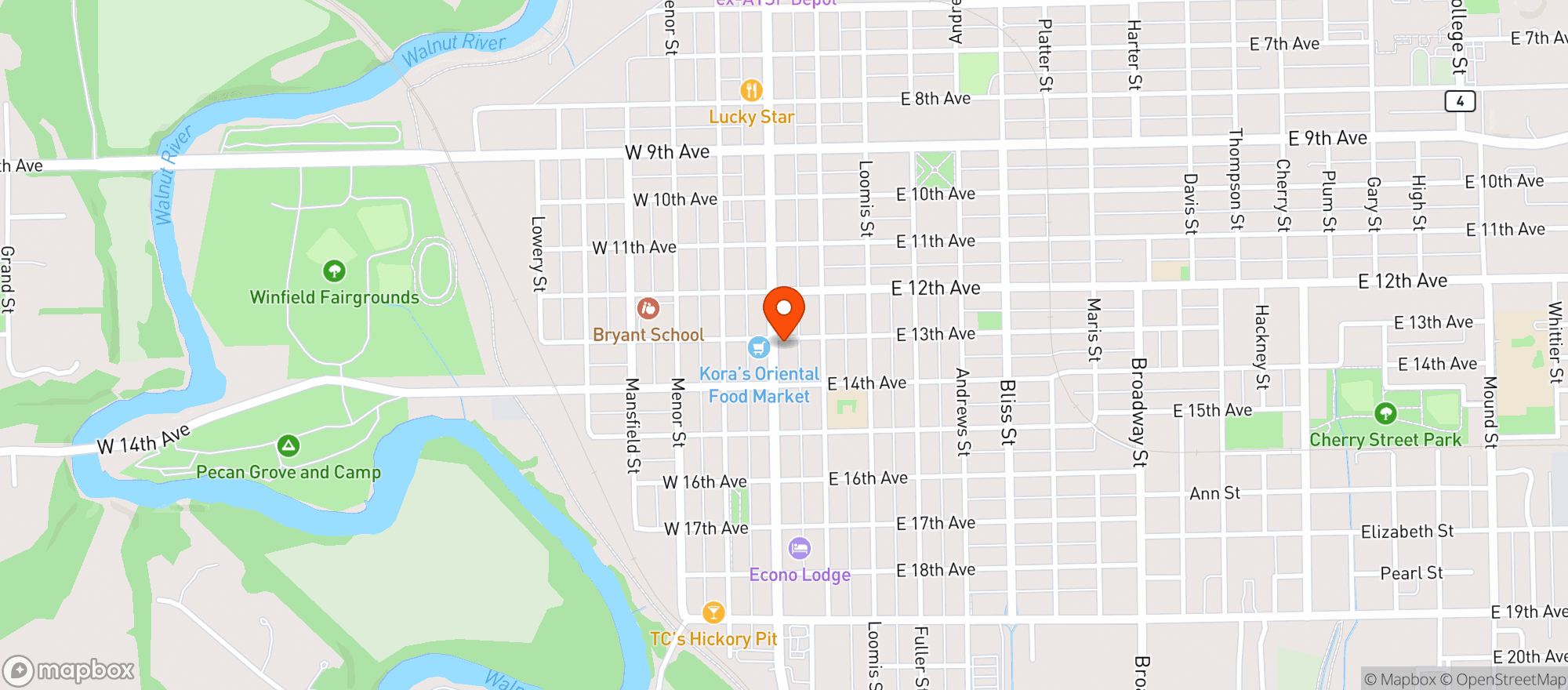 Map showing Bing Brothers