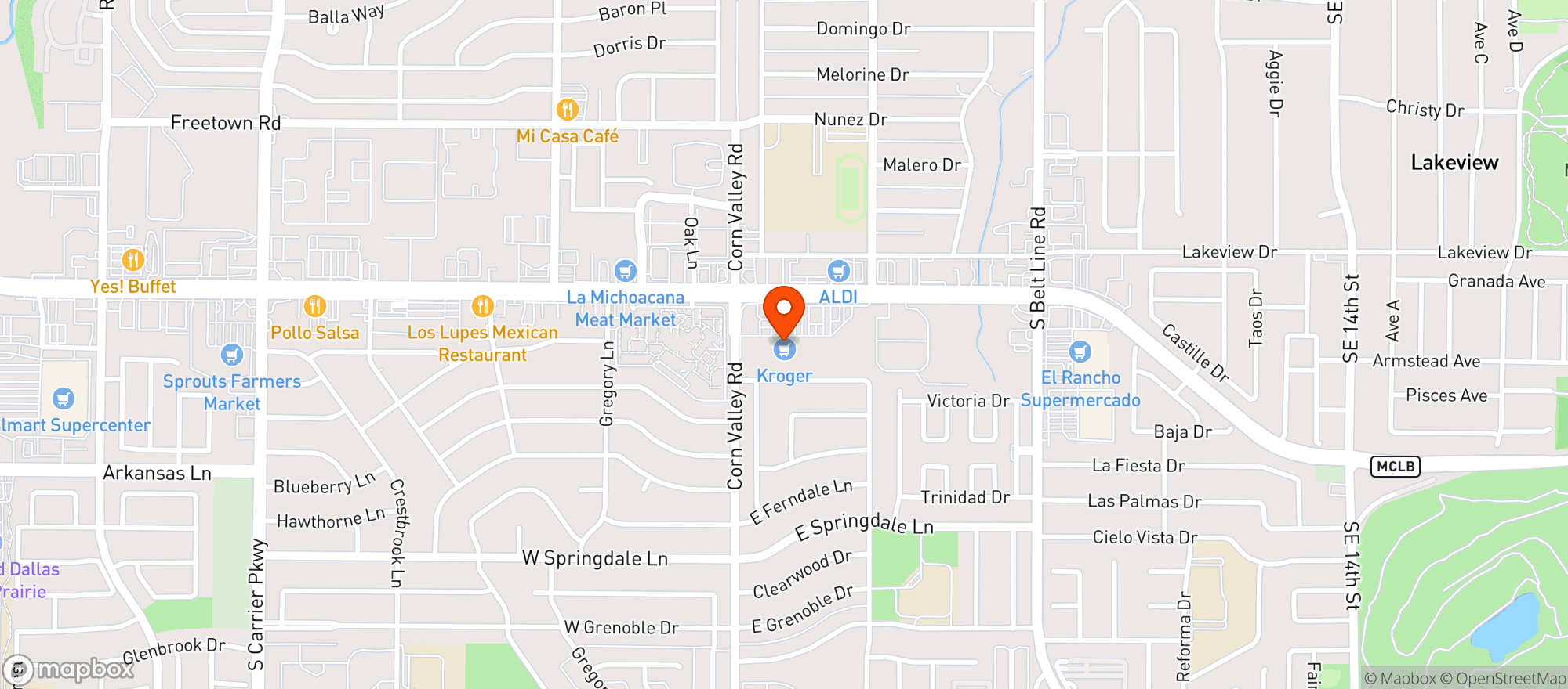Map showing Kroger