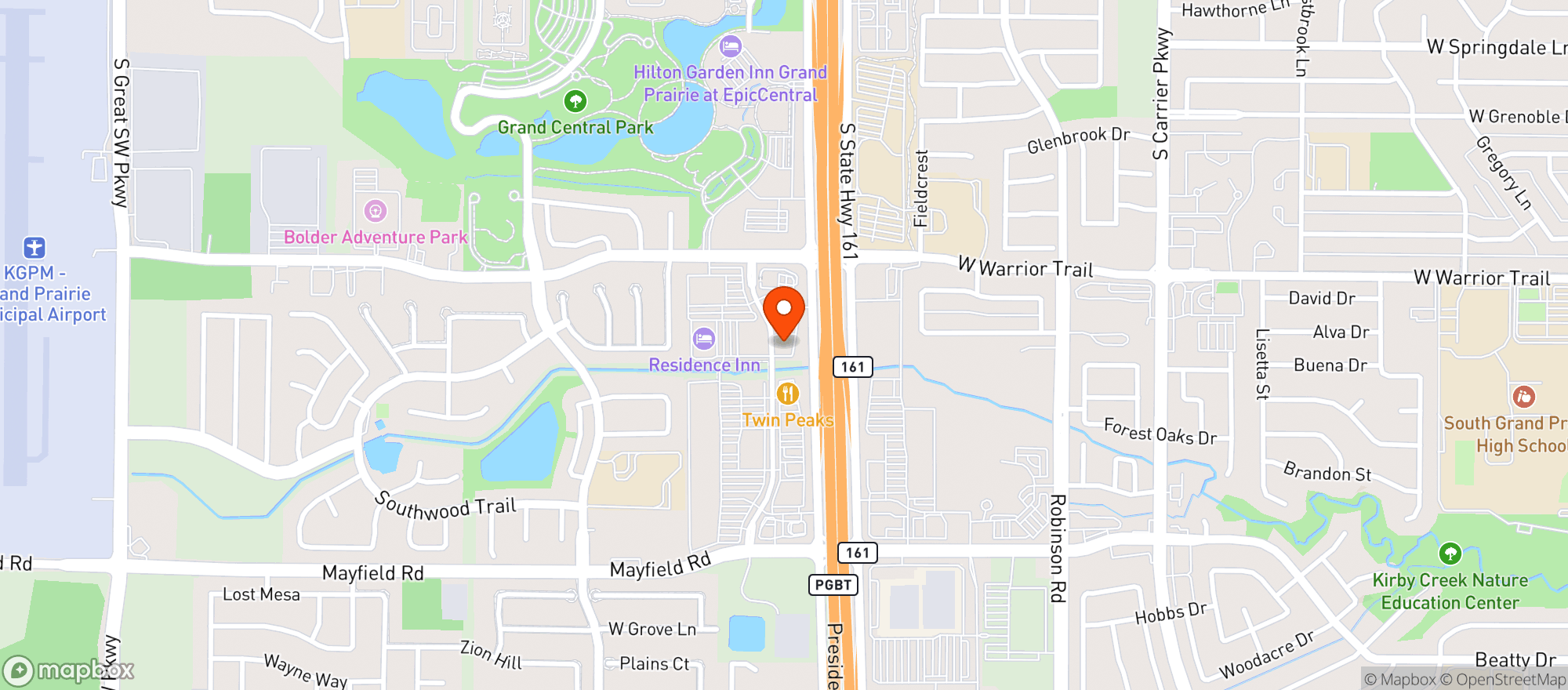Map showing Twin Peaks Restaurant #85