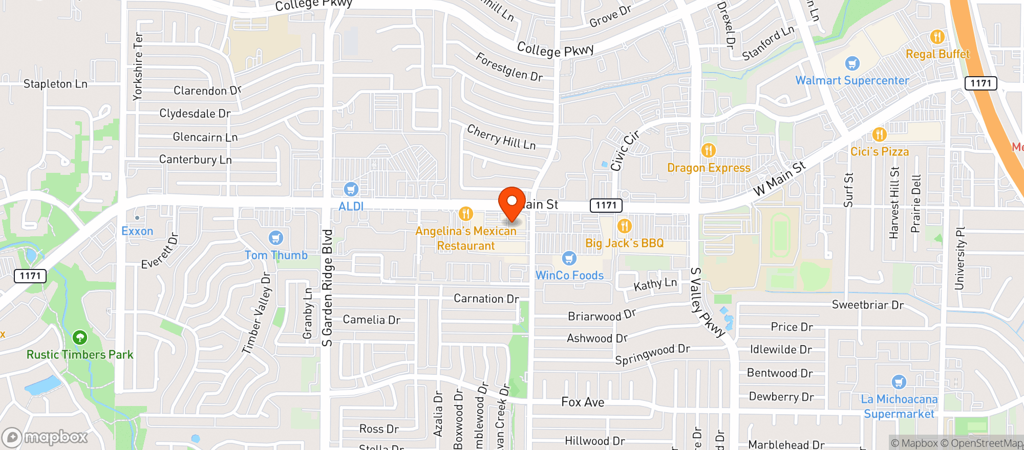 Map showing Shotz Liquor Store