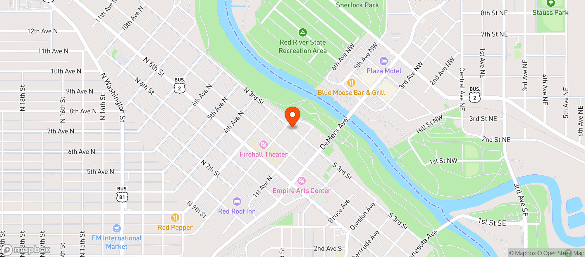 Map showing Joes Blacks Sports Bar