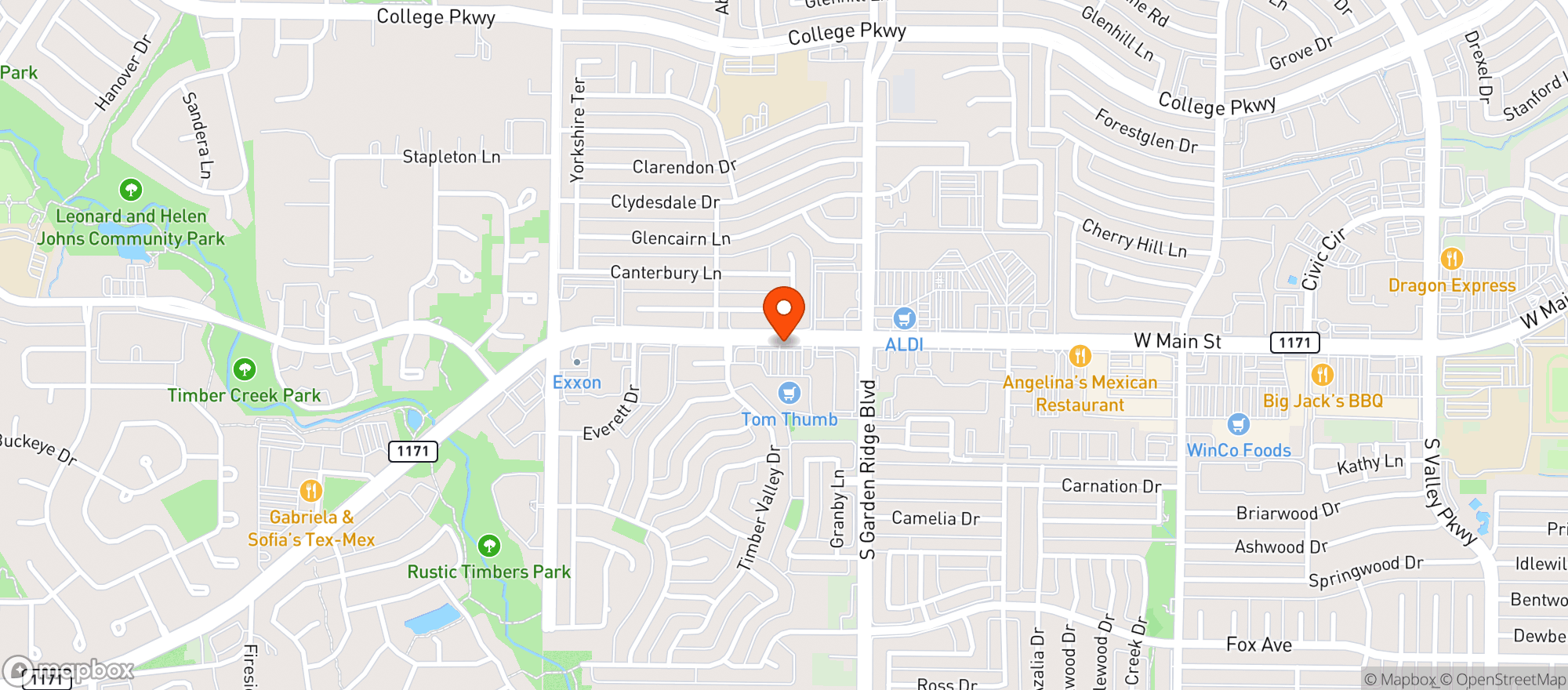 Map showing Tom Thumb Food & Pharmacy