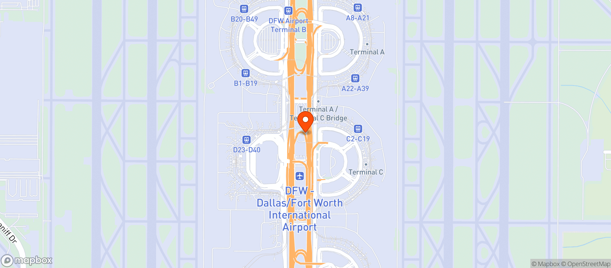 Map showing Dallas Fort Worth International Airport (dfw) (dallas Fort Worth International Airport)