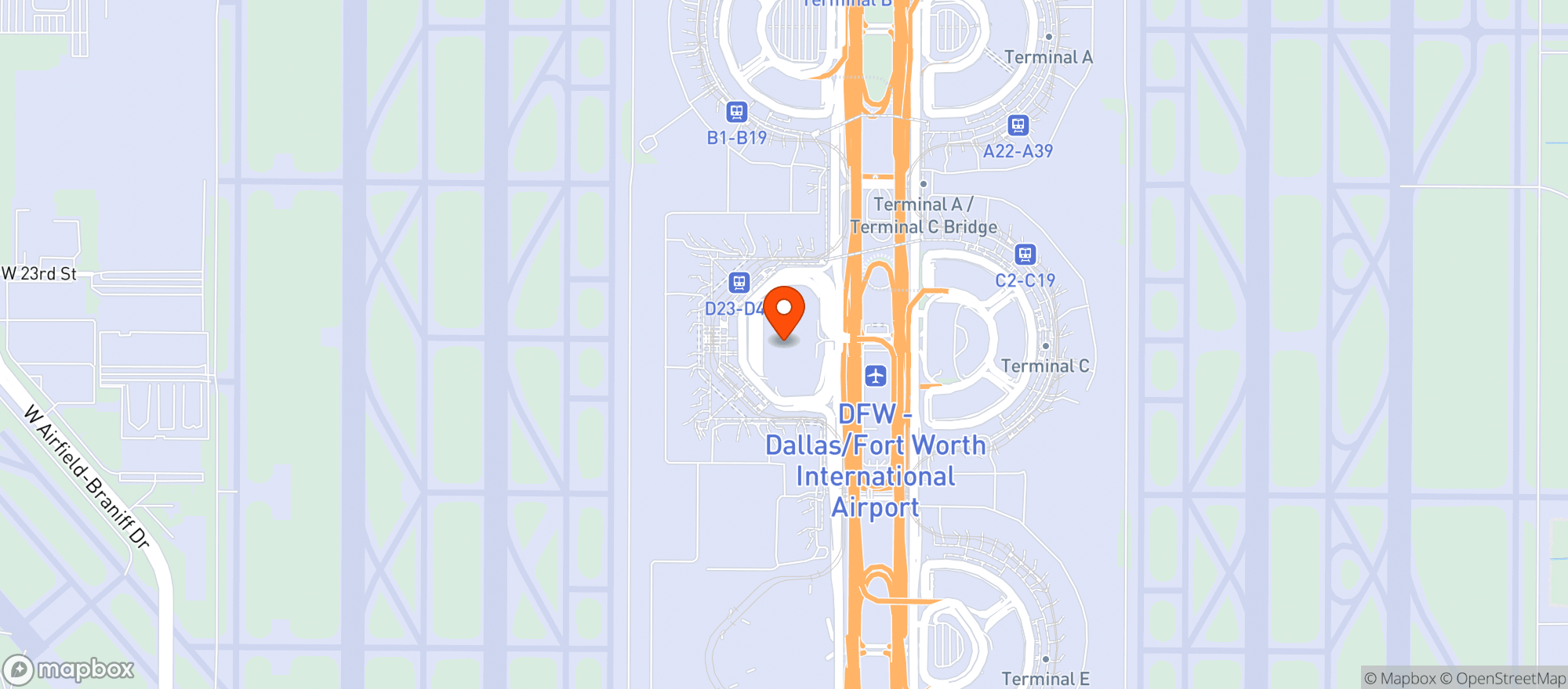 Map showing Grand Hyatt Dallas Fort Worth