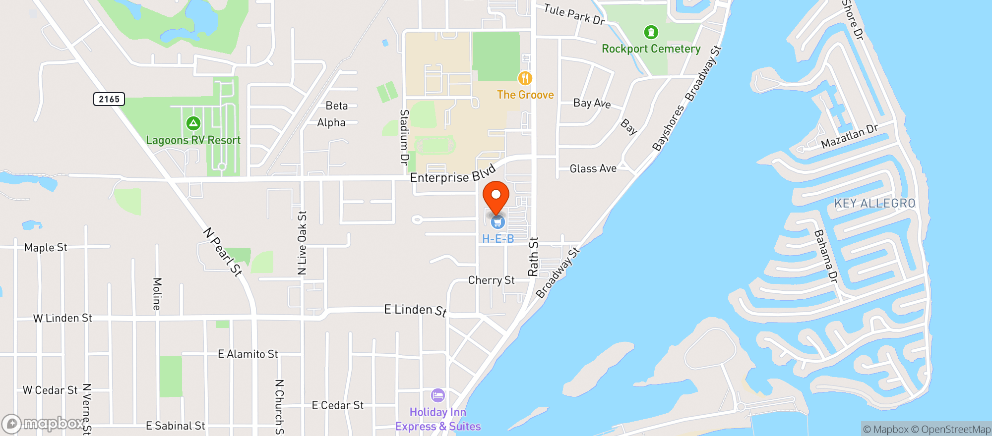 Map showing H-e-b