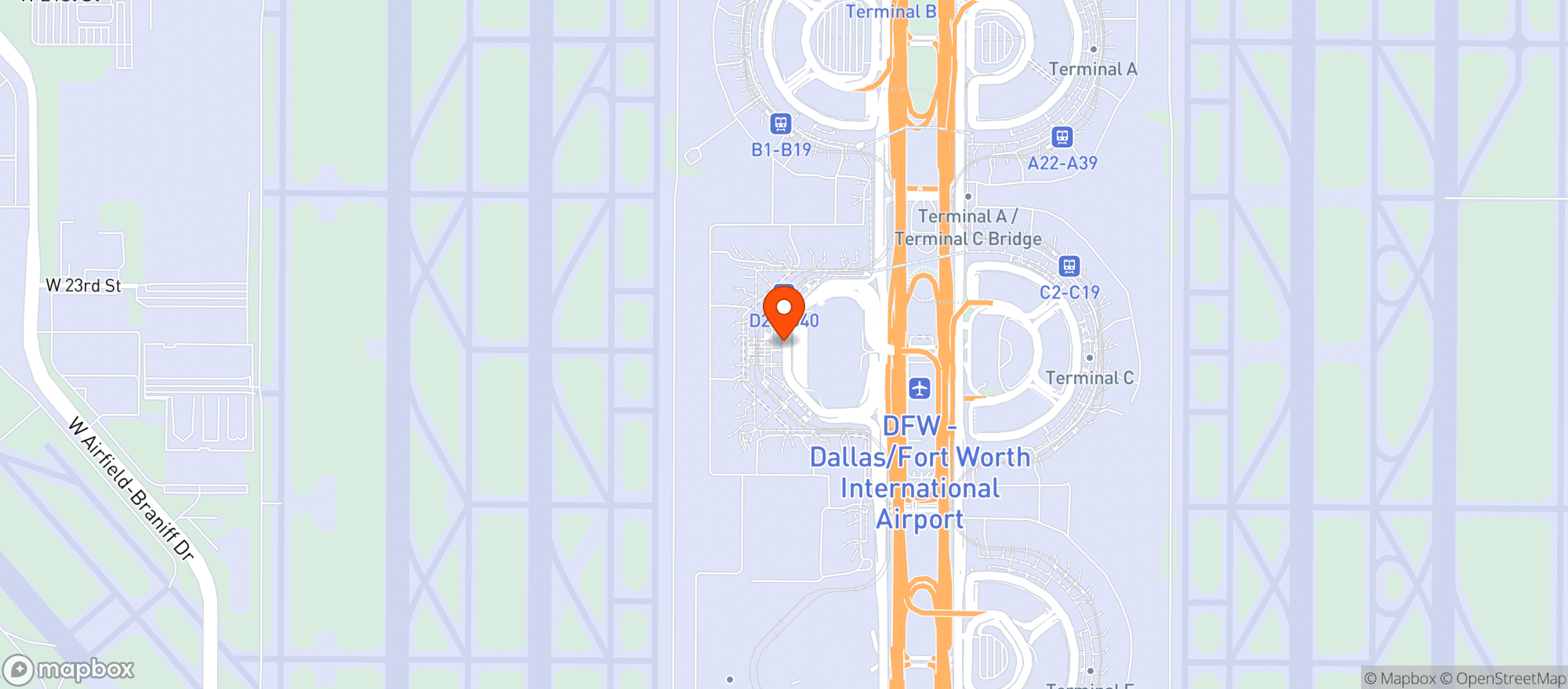 Map showing American Airlines Flags #srs