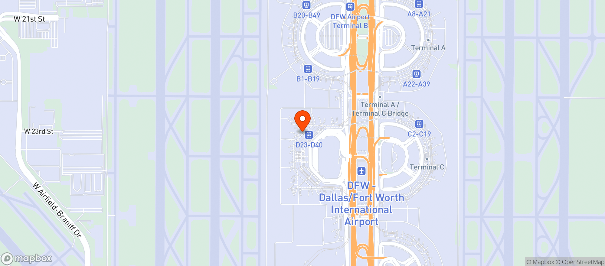 Map showing The Club Dfw