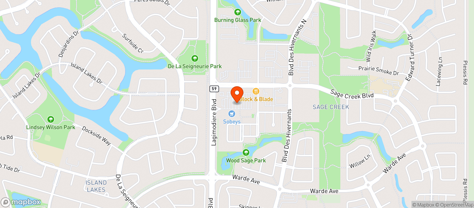 Map showing Sobeys #4875 Sage Creek