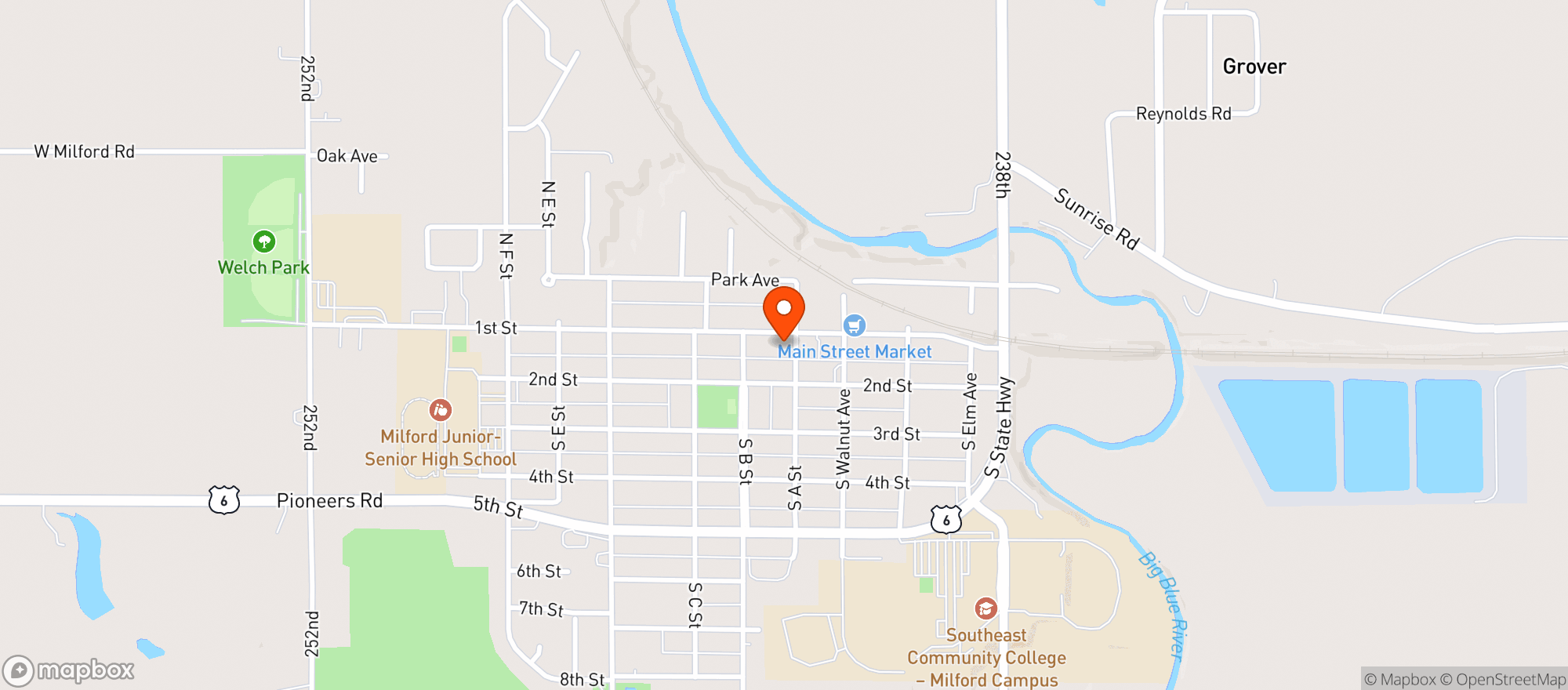 Map showing Uptown Tavern Sports Bar & Grill