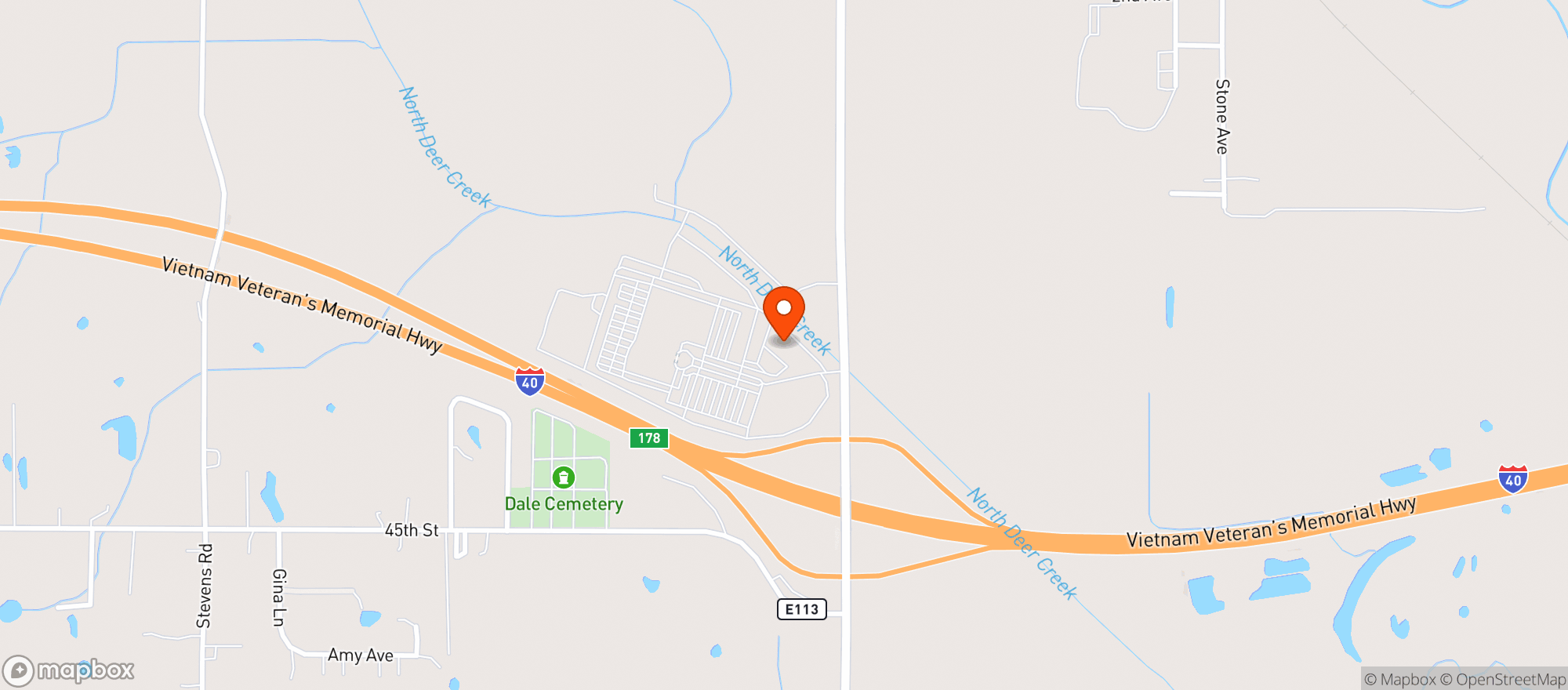 Map showing Firelake Travel Plaza
