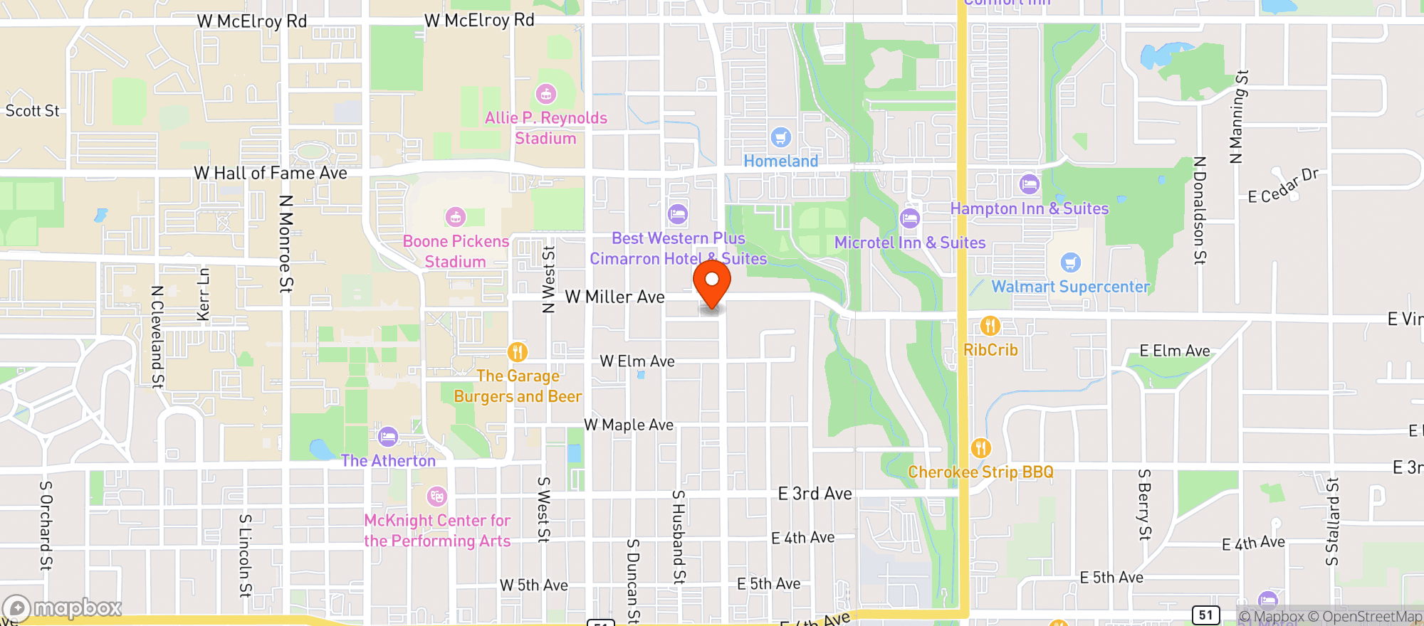 Map showing Brown S Bottle Shop