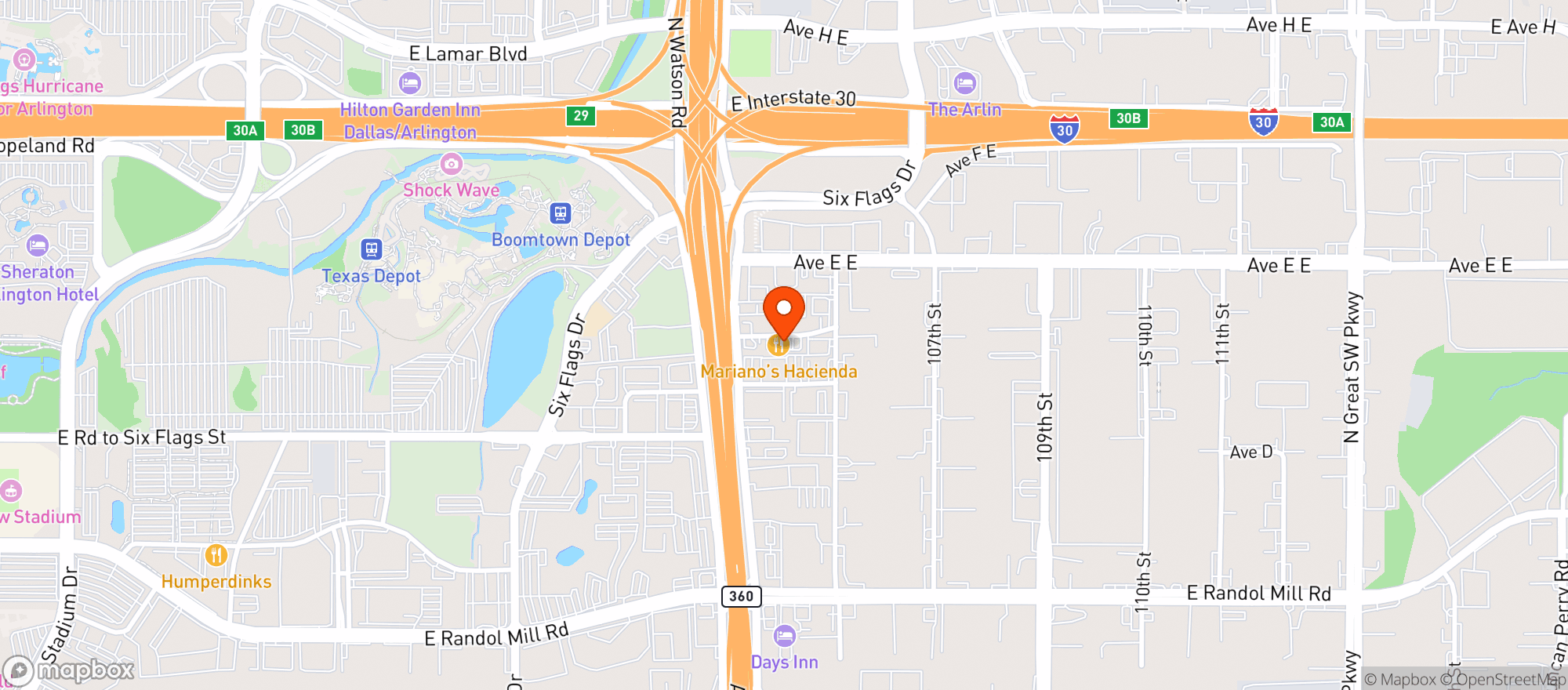 Map showing Marianos Restaurant