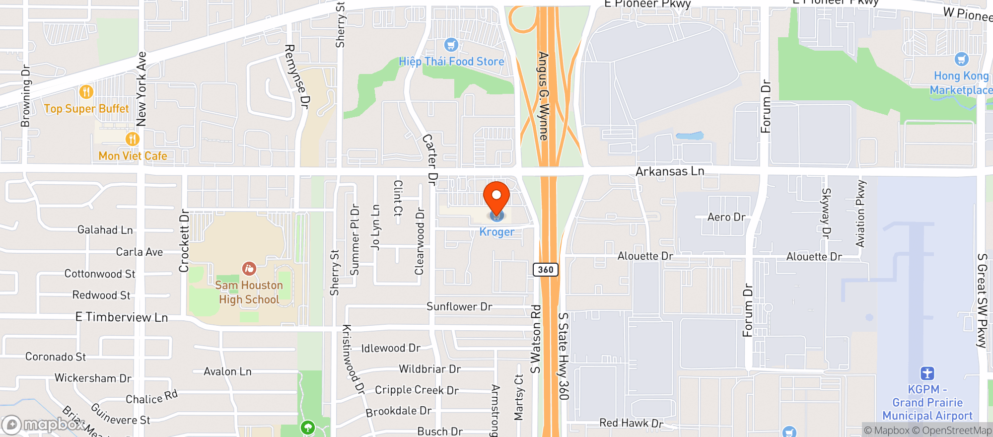 Map showing Kroger