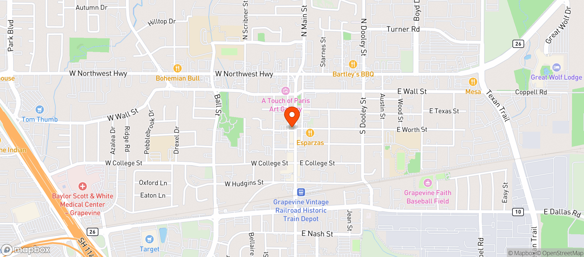 Map showing Dinos Steak & Claw House