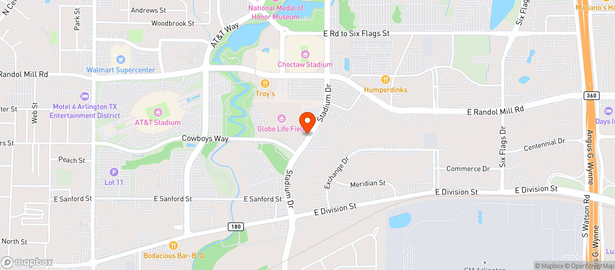 Map showing Sportservice Globe Life Field