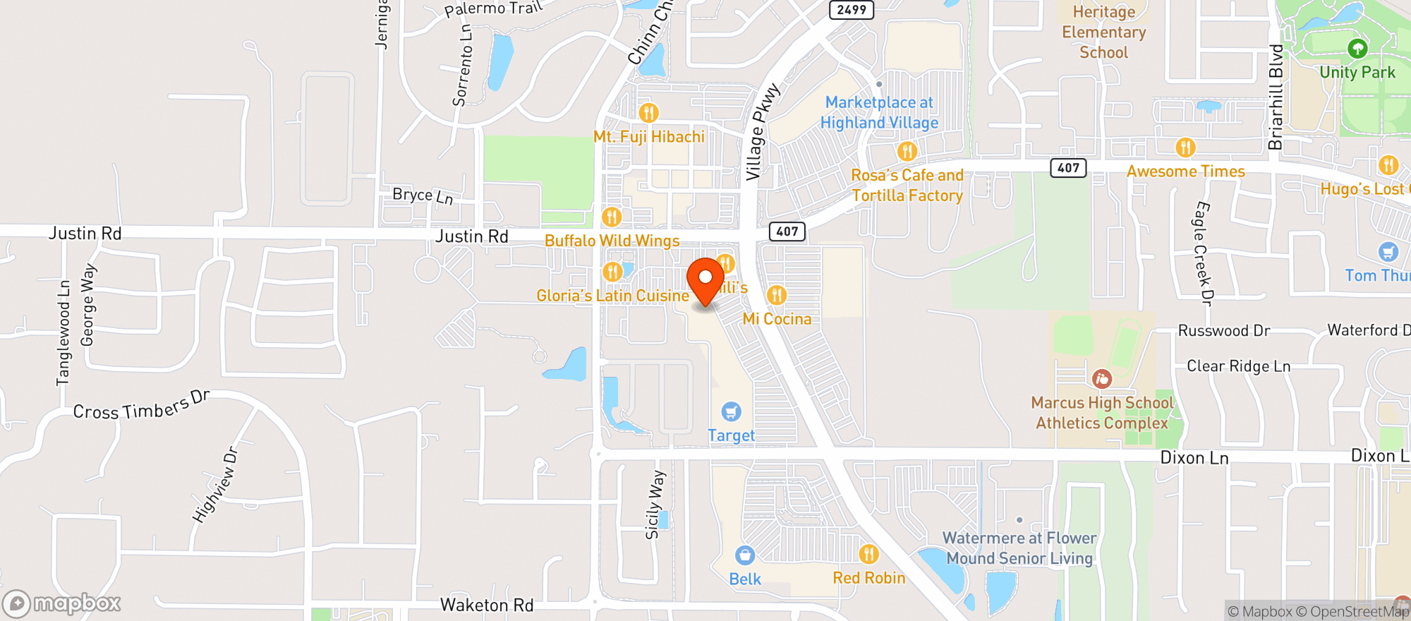 Map showing World Market Flower Mound