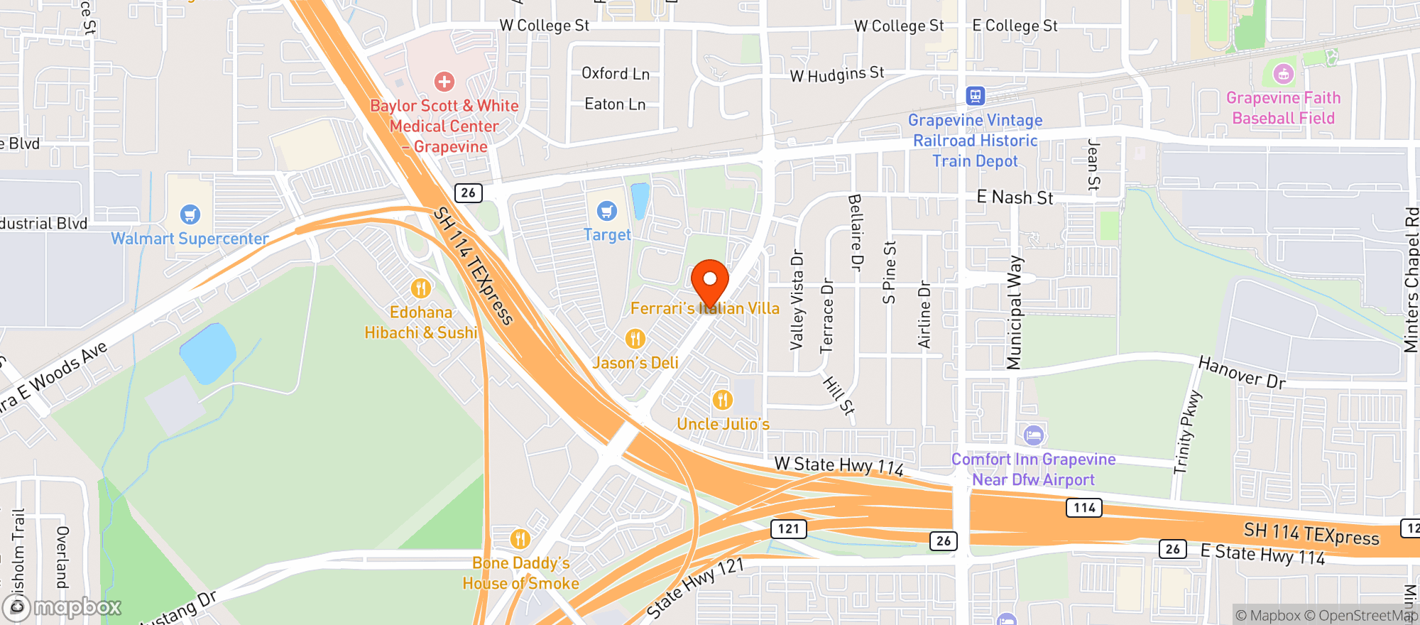 Map showing Baja Mex Grill