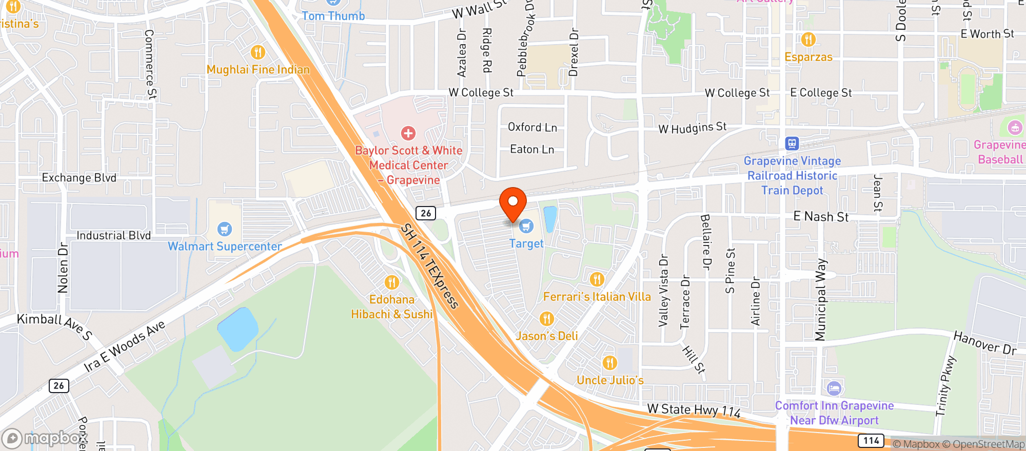 Map showing TARGET - GRAPEVINE