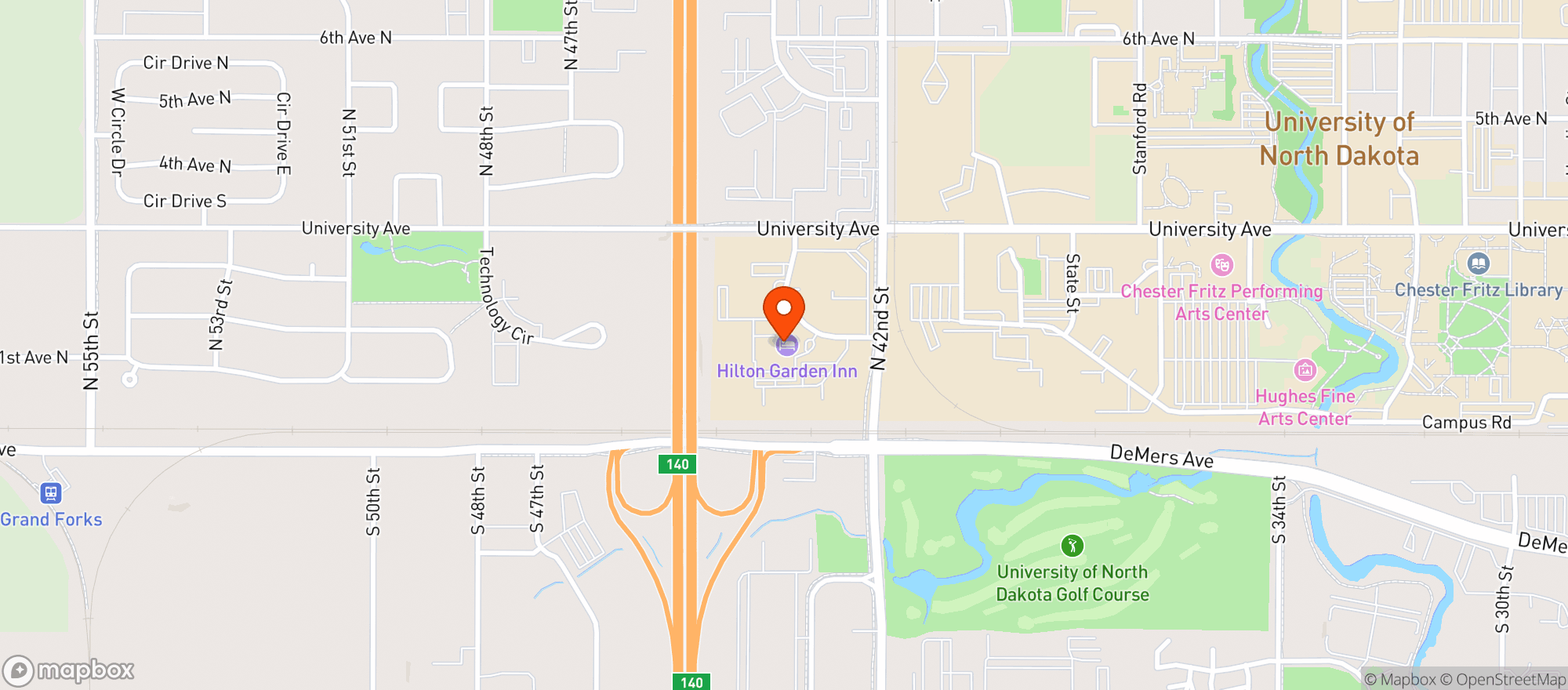 Map showing Hilton Garden Inn