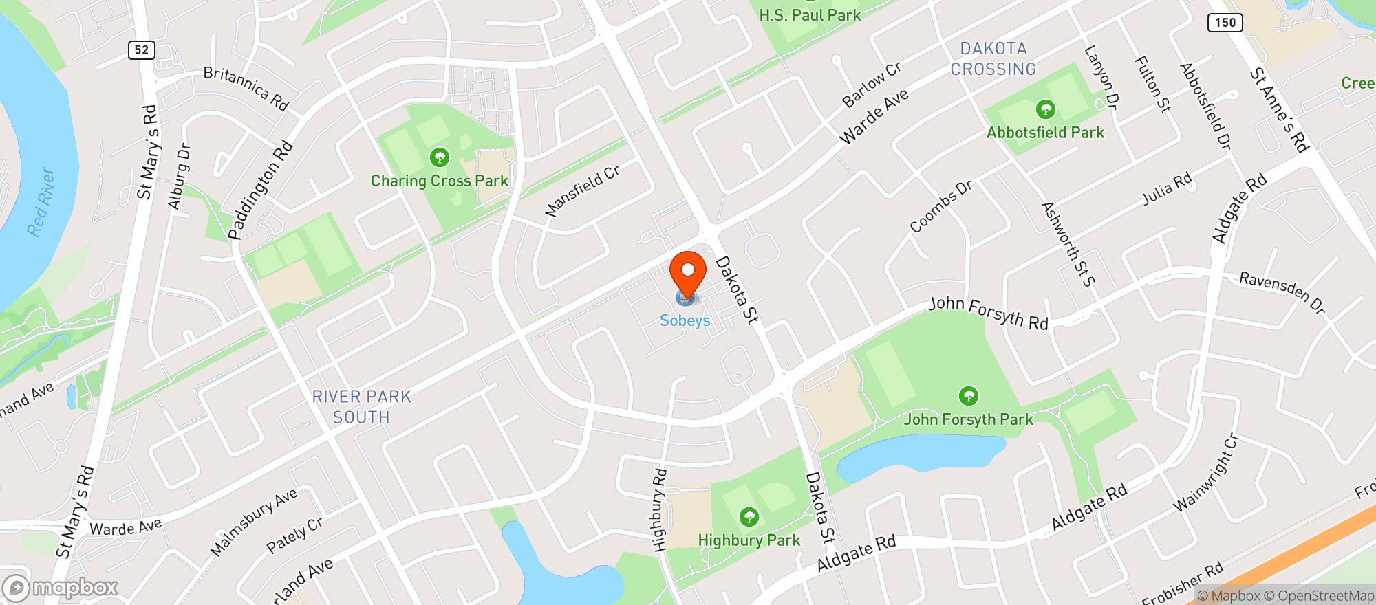 Map showing Sobeys #3226 St. Vital