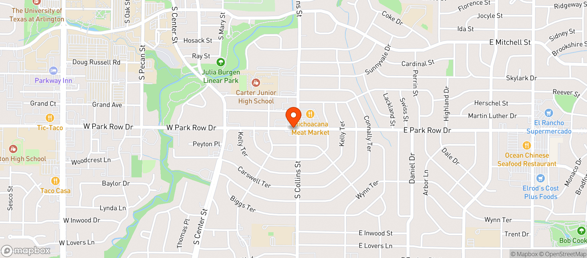 Map showing Collins Food Store