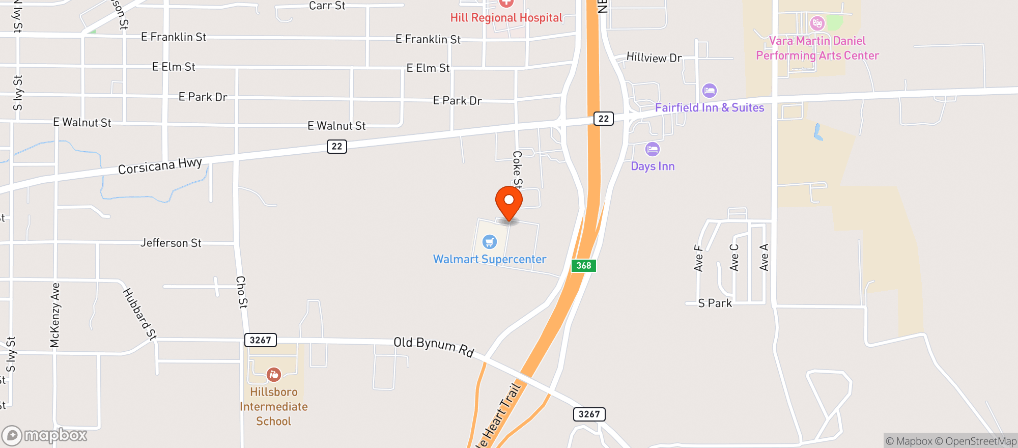 Map showing Walmart Supercenter